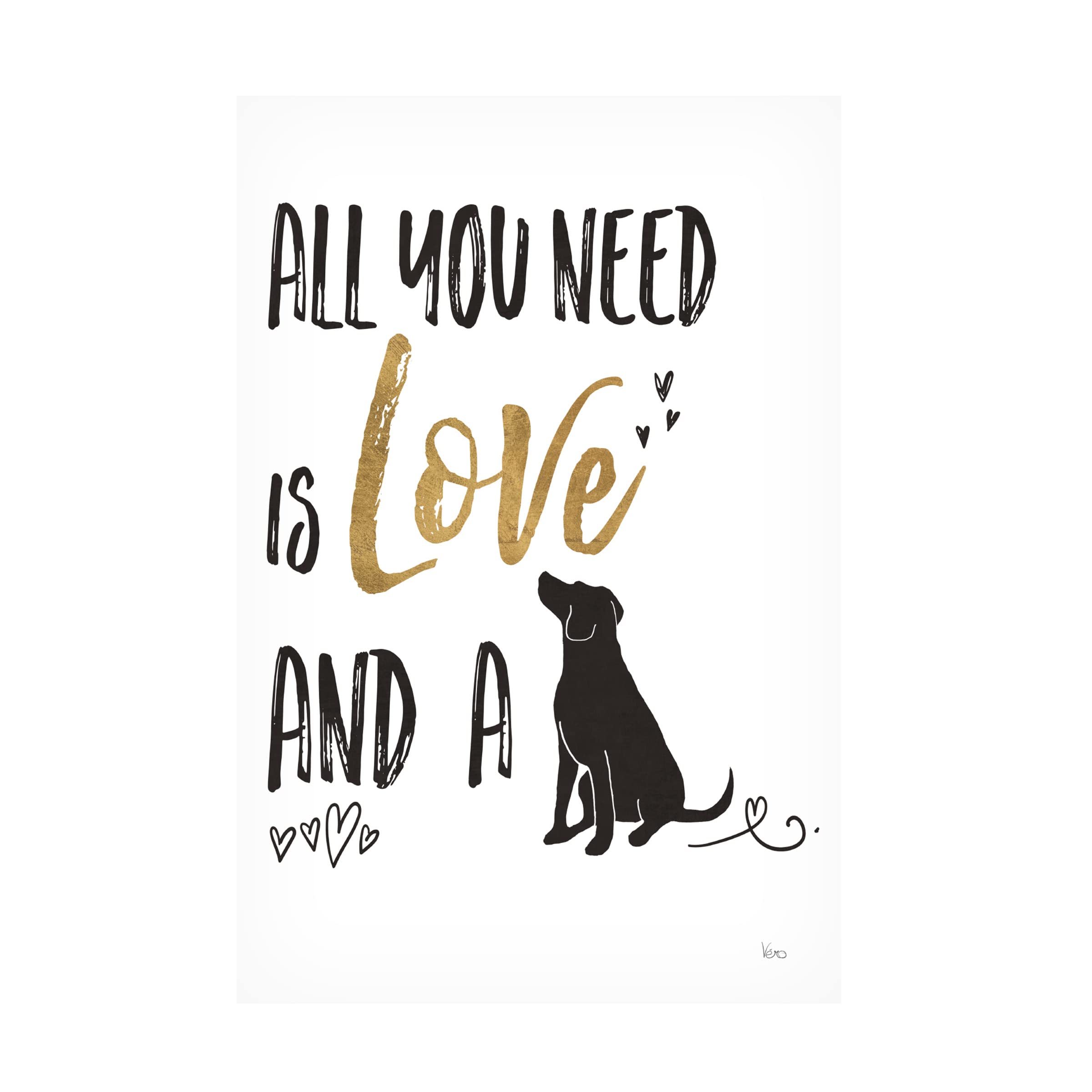 Trademark Fine Art 'Pet Love II' Canvas Art by Veronique Charron - Hand-Painted Animal Wall Decor for Living Room, Bedroom & Office