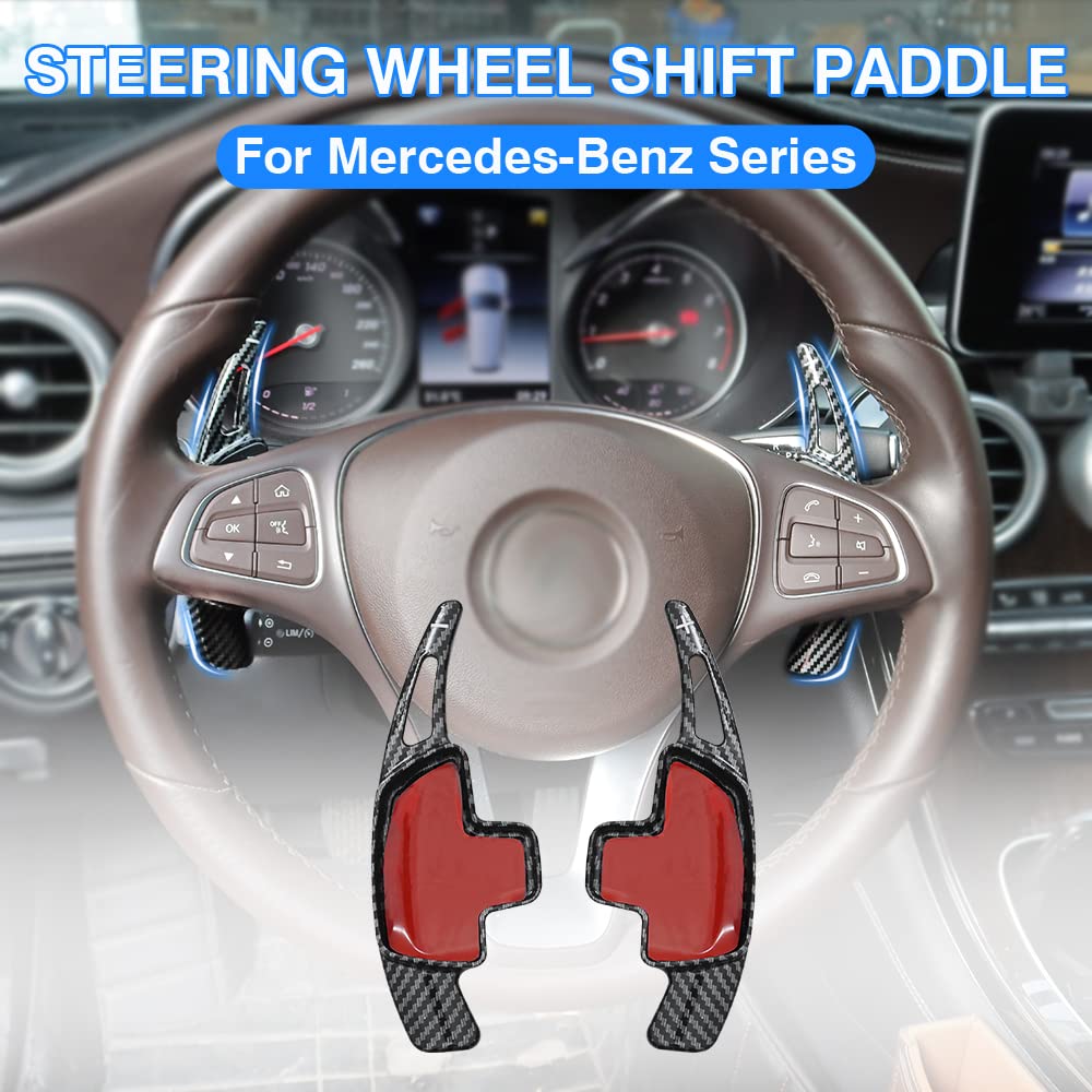 Carbon Fiber Steering Wheel Paddle Shifter Extensions for Mercedes Benz B/C/GLA/GLC/GLE/S Class - 2PCs Upgrade Accessories for Enhanced Driving Performance & Sporty Look