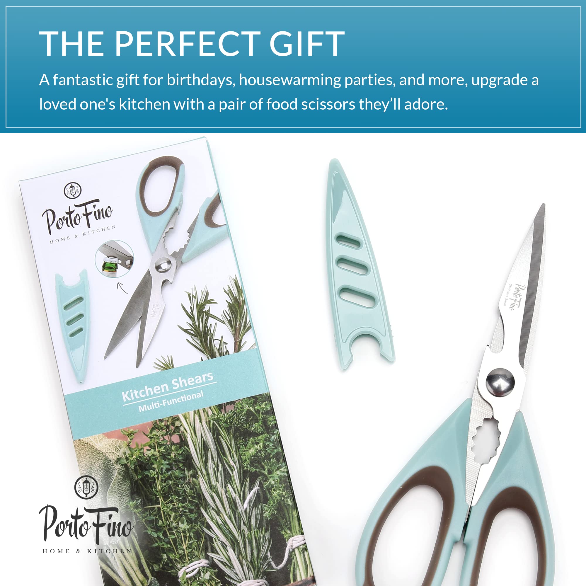 Premium Stainless Steel Kitchen Scissors - Heavy Duty Food Shears for Cutting Meat, Chicken, Fish, Vegetables & Herbs - Multipurpose Cooking Scissors - Perfect for Meal Prep, Butchering & Culinary Tasks
