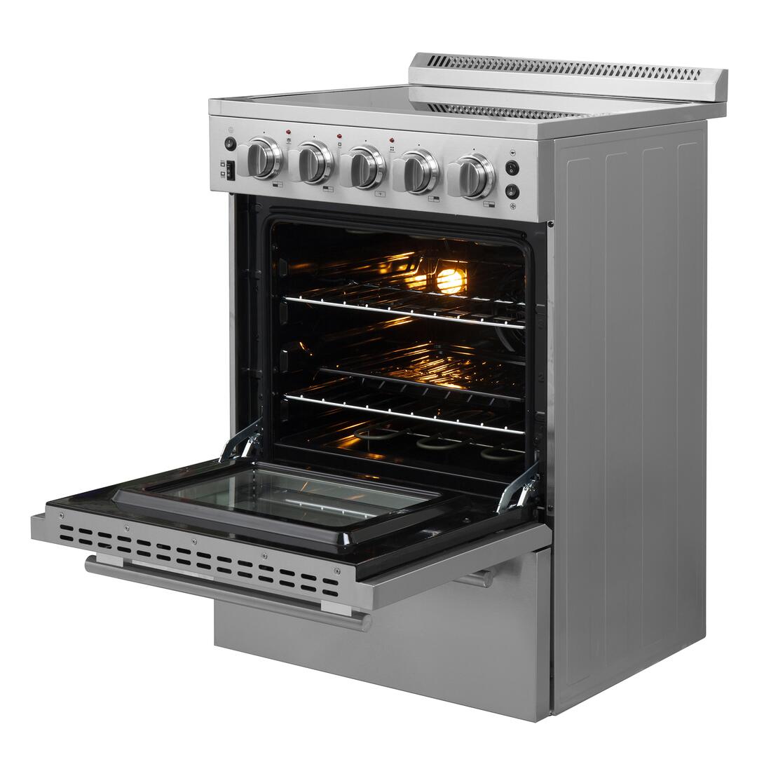 Forno 24 Inch Pro Style Electric Range with 4 Burners - Stainless Steel Stove for Home Kitchen, FFSEL6069 24 | Perfect for Cooking, Baking & Family Meals