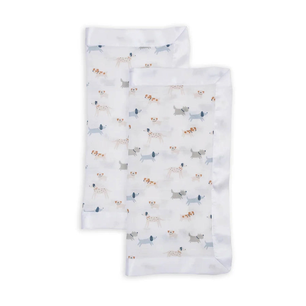 Lulujo 2-Pack Muslin Cotton Security Blankets for Babies - Soft Puppy Dog Design, Perfect for Nursery, Travel & Comfort