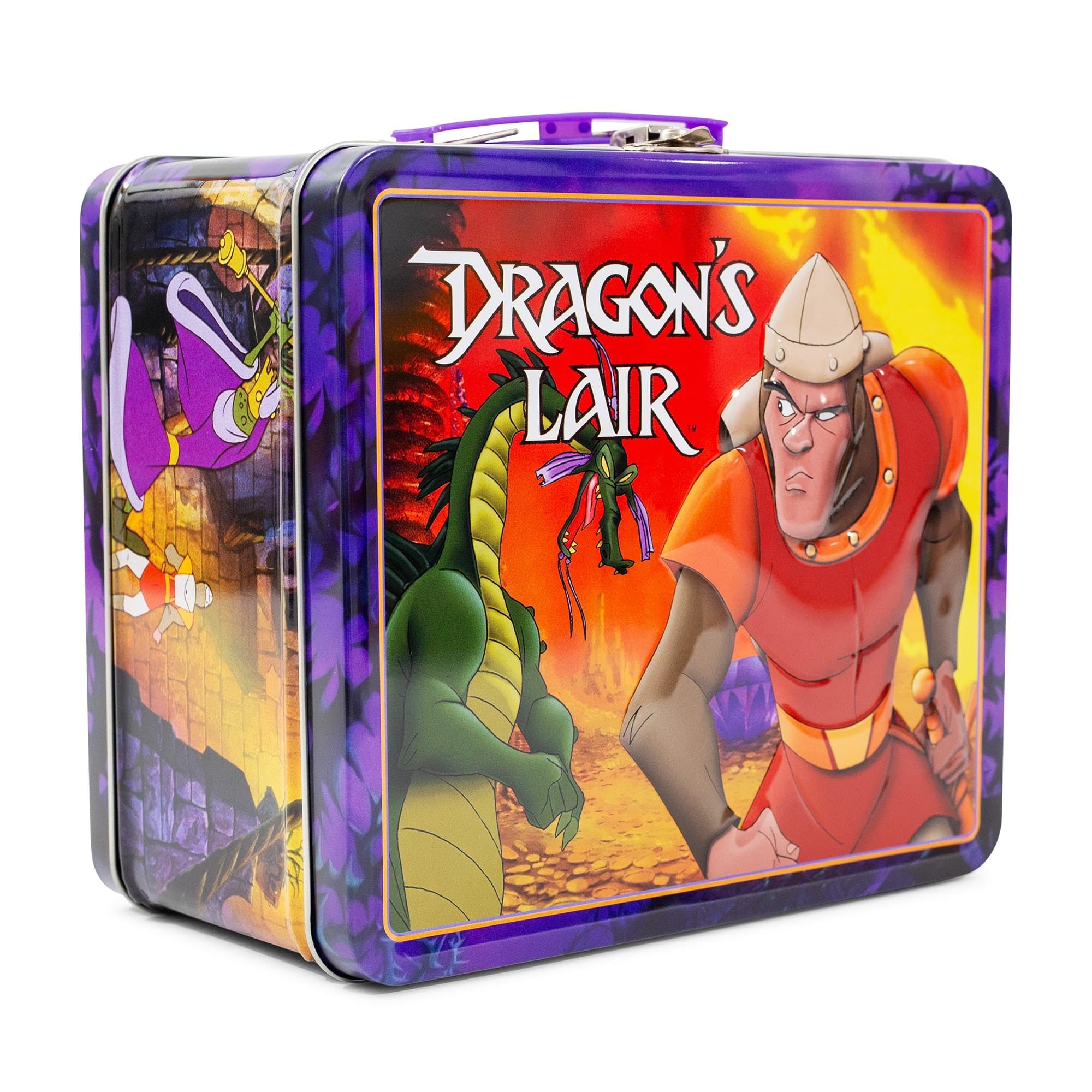 Vintage Dragon's Lair Metal Lunch Box | Retro Style Reusable Storage Container with Handle | Perfect for School, Work, Picnics & Collectibles