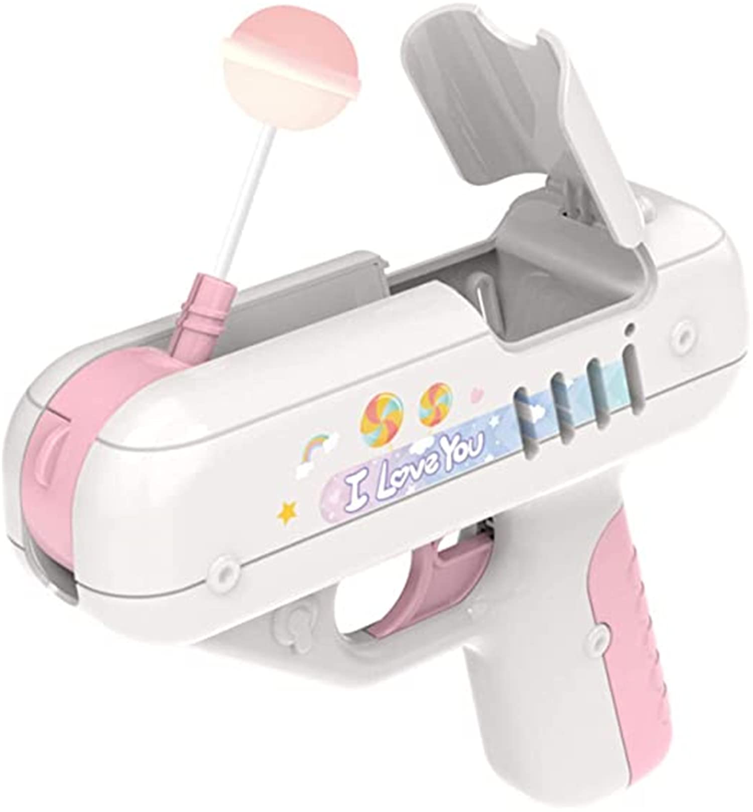 PETSBURG Lollipop Gun Toy - Candy Launcher for Kids & Adults, Sweet Treat Dispenser with Storage, Fun Party Favors & Gift Ideas for Boys, Girls, Valentine's Day - Perfect for Birthday Parties, Halloween & Surprise Proposals (Pink)
