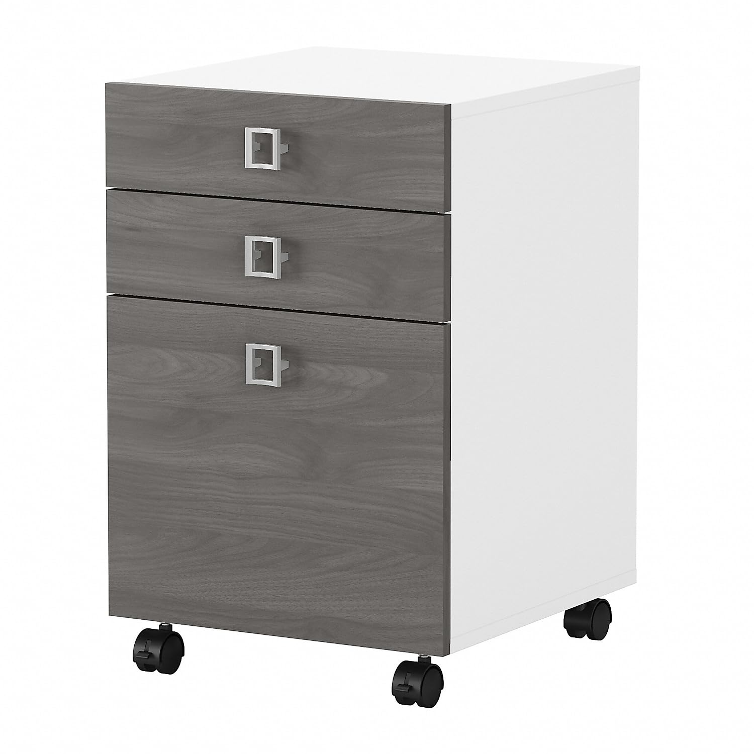 Bush Business Furniture Mobile File Cabinet with Satin Silver Hardware | Echo Collection Under Desk Filing Drawer Storage for Home Office or Professional Workspace | 16