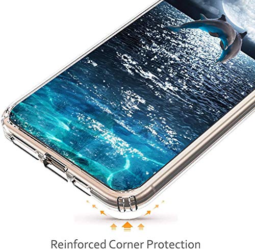 Premium Shockproof Clear iPhone 13 Pro Max Case with Moon Sea Dolphins Design - Slim Fit Protective Cover for Everyday Use, Travel & Outdoor Activities