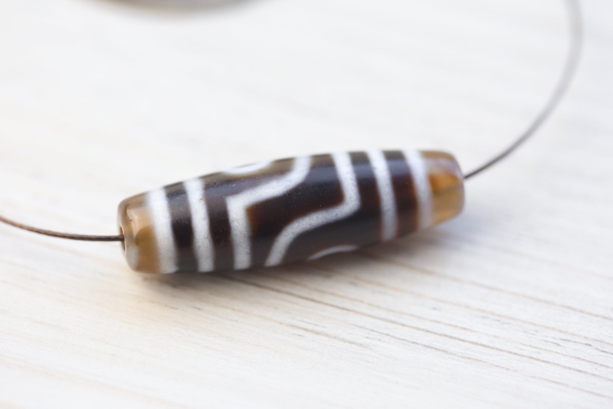 Authentic Tibetan Two-Eye Dzi Bead - Ancient Agate Stone for Protection, Wealth & Good Luck | Perfect for Meditation, Jewelry Making & Spiritual Healing