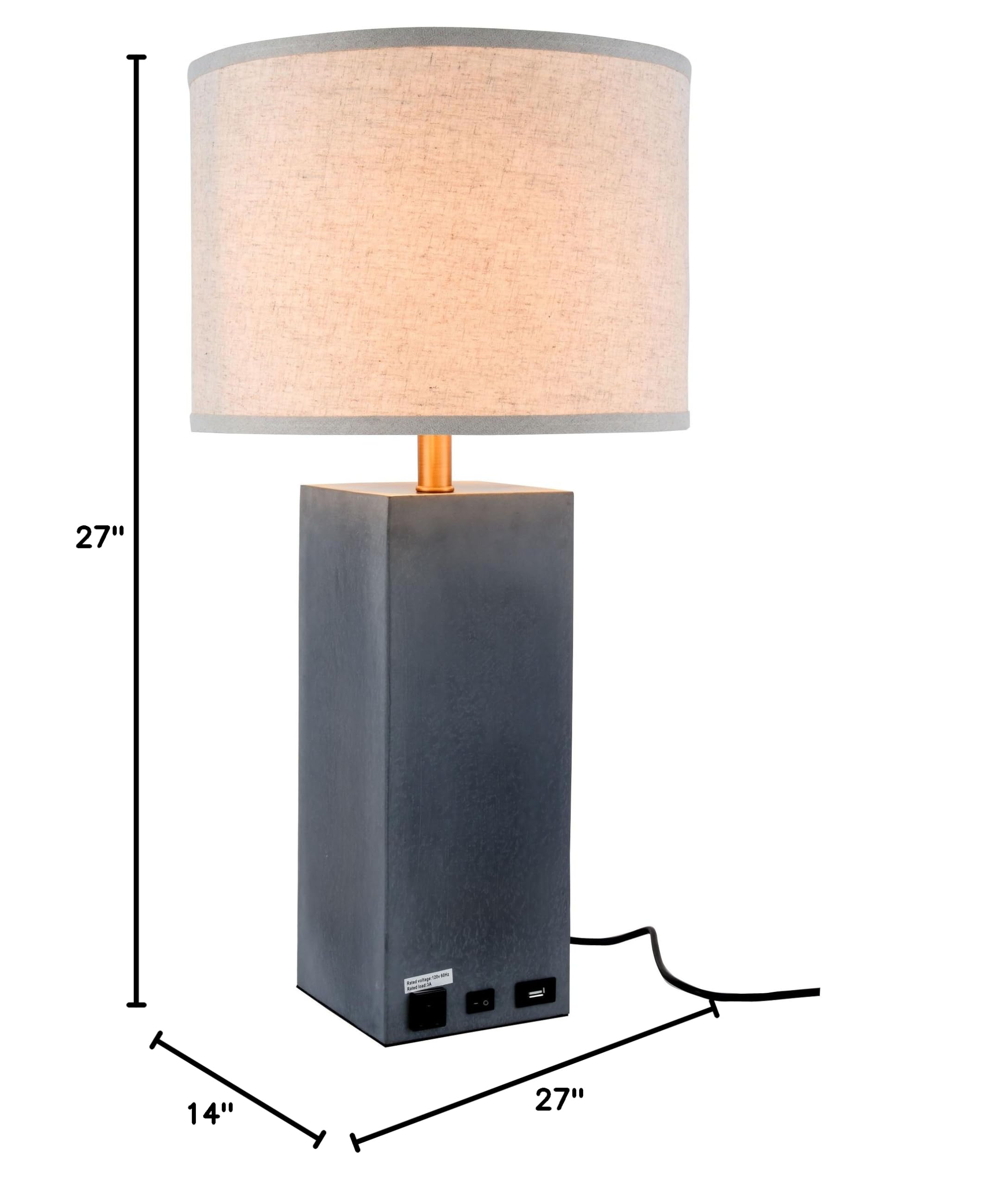 Concrete Table Lamp with Linen Shade - 27