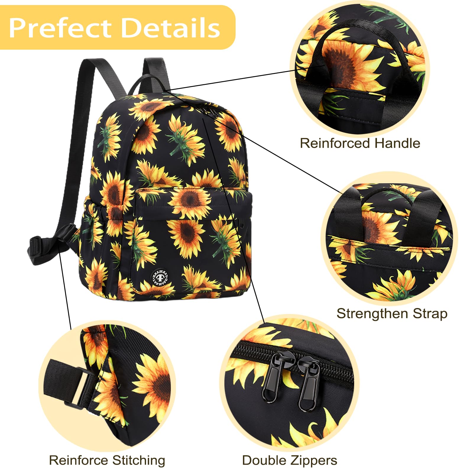 Cute Sunflower Mini Backpack Purse for Women & Girls - Small Casual Shoulder Bag for Travel, School, and Daily Use | Fashionable Crossbody Backpack for Teens and Young Adults