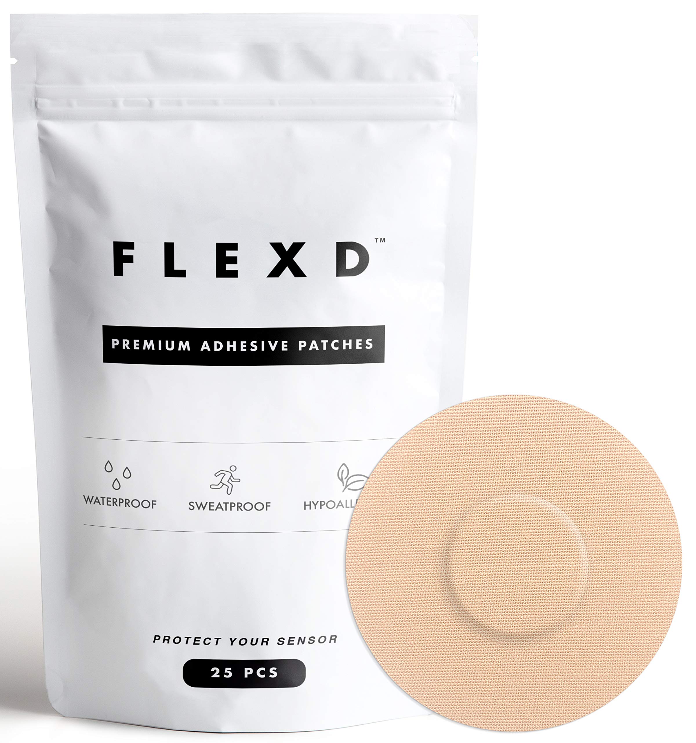 Flexd - Libre 3 Sensor Covers Waterproof Adhesive Patches (30 Pack) Tan | Secure Protection for Freestyle Libre 3 | Ideal for Swimming, Sports & Active Lifestyles