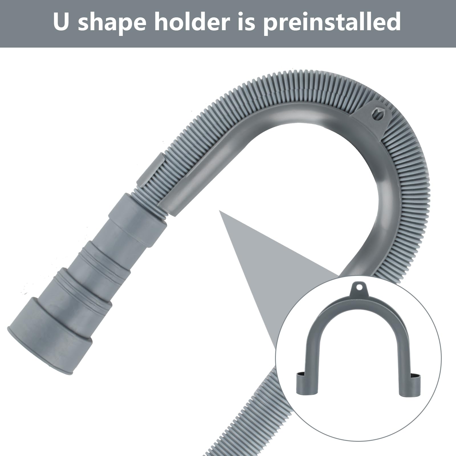 2 M/6.56 Ft Universal Washing Machine Drain Hose Extension Kit - Flexible Extension Pipe with 2 Clamps & 1U Holder - Compatible with Dishwasher, Washing Machine, Dehumidifier - Perfect for Laundry Room, Basement, RV & Home Appliance Drainage