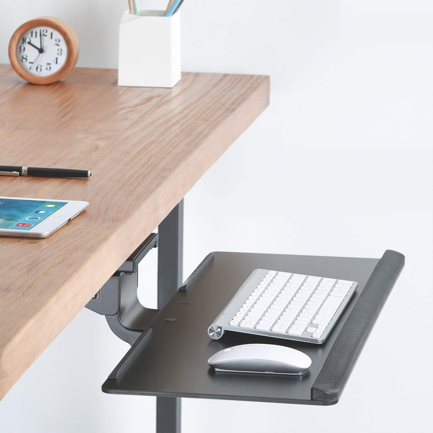 MC-795 Retractable Keyboard Tray with Mouse Platform - Under Desk Mount Keyboard Holder for Office, Gaming & Home Workspace Organization