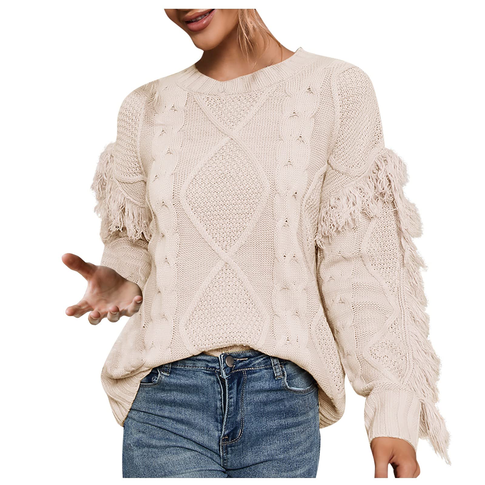 LIHUAK Women's Fall Crochet Batwing Sweater - Long Sleeve Loose Knit Pullover for Casual Streetwear | Perfect for Autumn Outfits, Coffee Dates & Weekend Outings