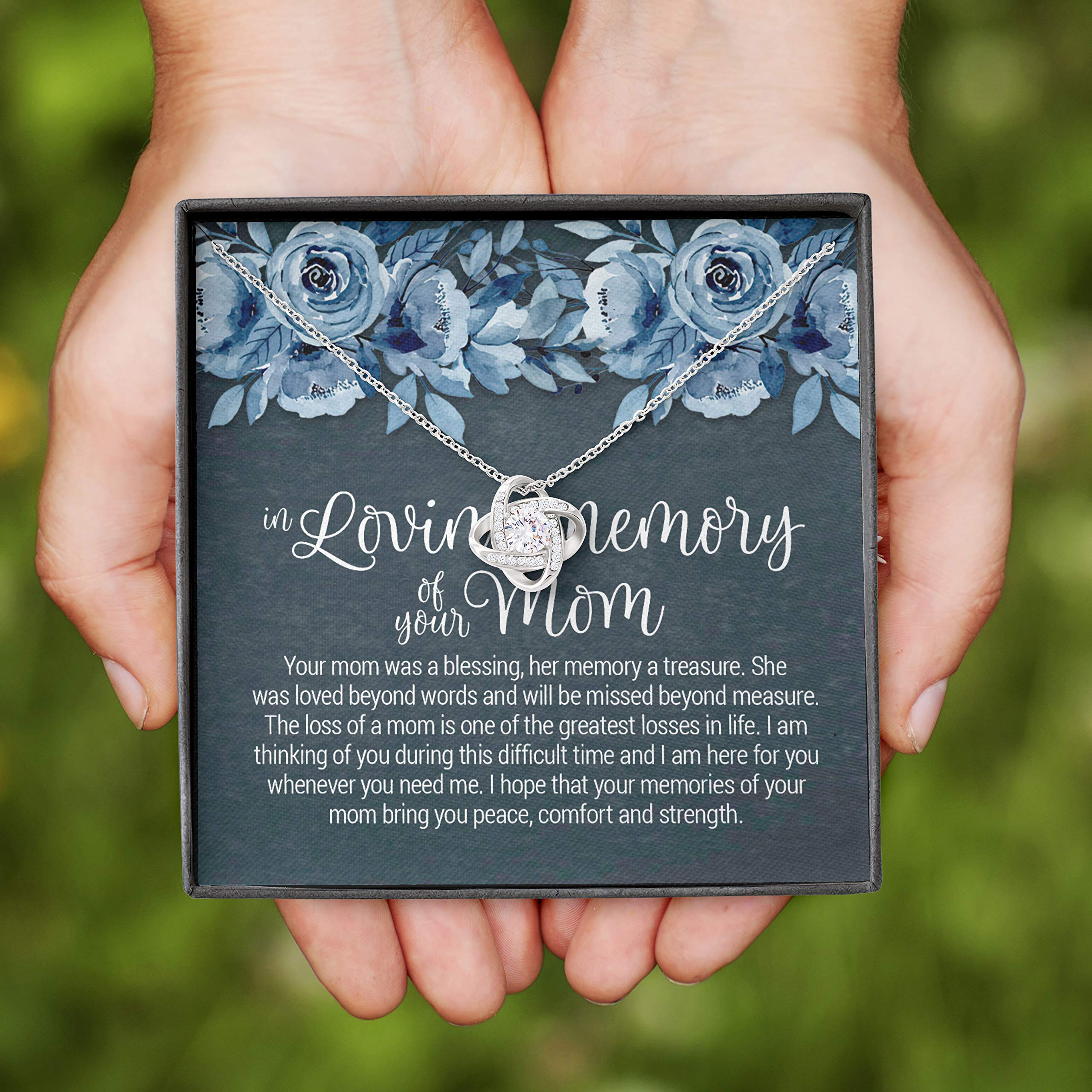 In Loving Memory Necklace - Sympathy Gift for Loss of Mother, Love Knot Memorial Jewelry - Perfect for Valentine's Day, Birthday & Anniversary Gifts - Comforting Keepsake for Grieving & Remembrance