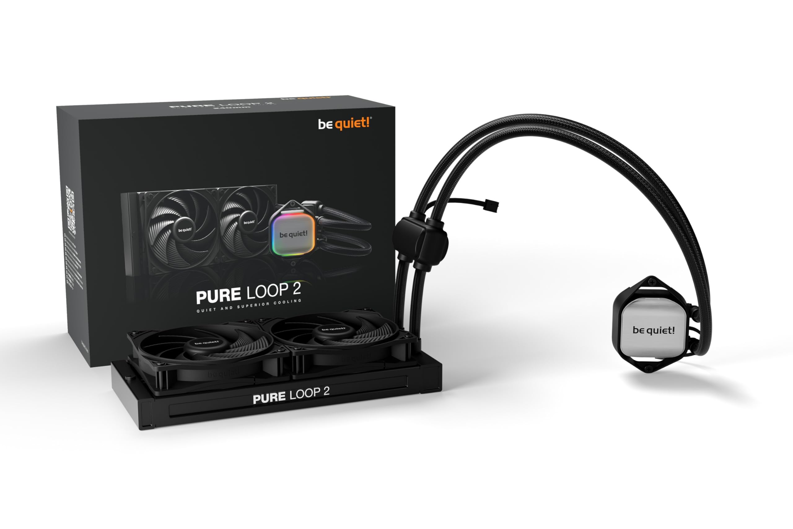 Be Quiet! Pure Loop 2 240mm Liquid CPU Cooler - High Performance Water Cooling System with 2x Pure Wings 3 120mm PWM Fans & Decoupled Pump - Ideal for Gaming PCs, Workstations, and Overclocking Rigs