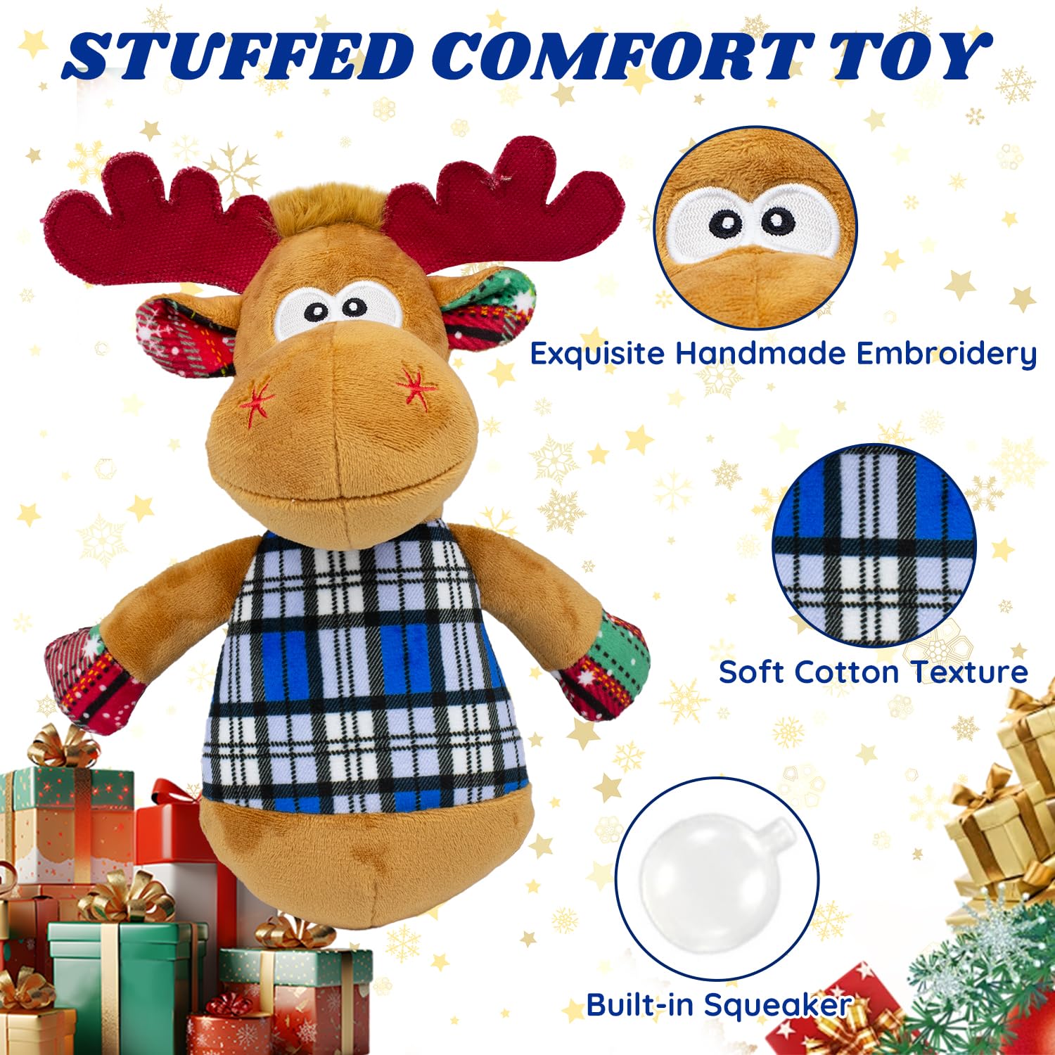 Christmas Dog Toys - 5 PCS Plush Squeaky Toys for Small & Medium Dogs - Interactive Stuffed Puppy Chew Toys - Funny Cute Holiday Gifts for Puppies - Perfect for Playtime, Training & Christmas Stocking Stuffers