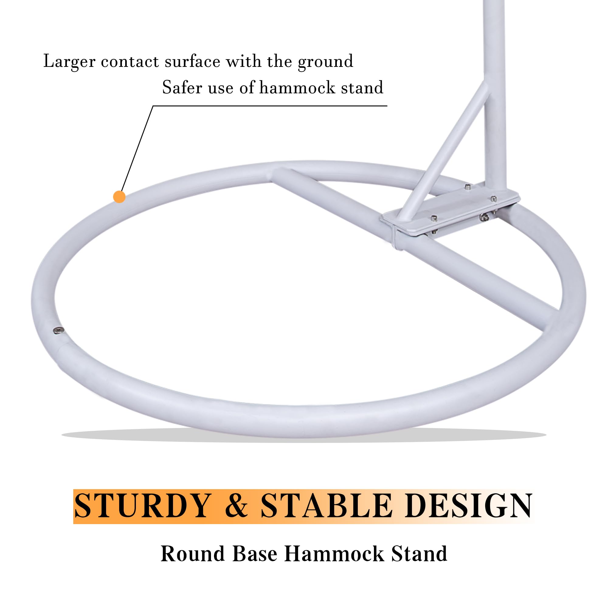 Heavy Duty Powder Coated Round Base Hammock Stand for Indoor & Outdoor Use - Durable Hanging Stand for Hammock Chairs (White) | Perfect for Patio, Garden, Backyard Relaxation