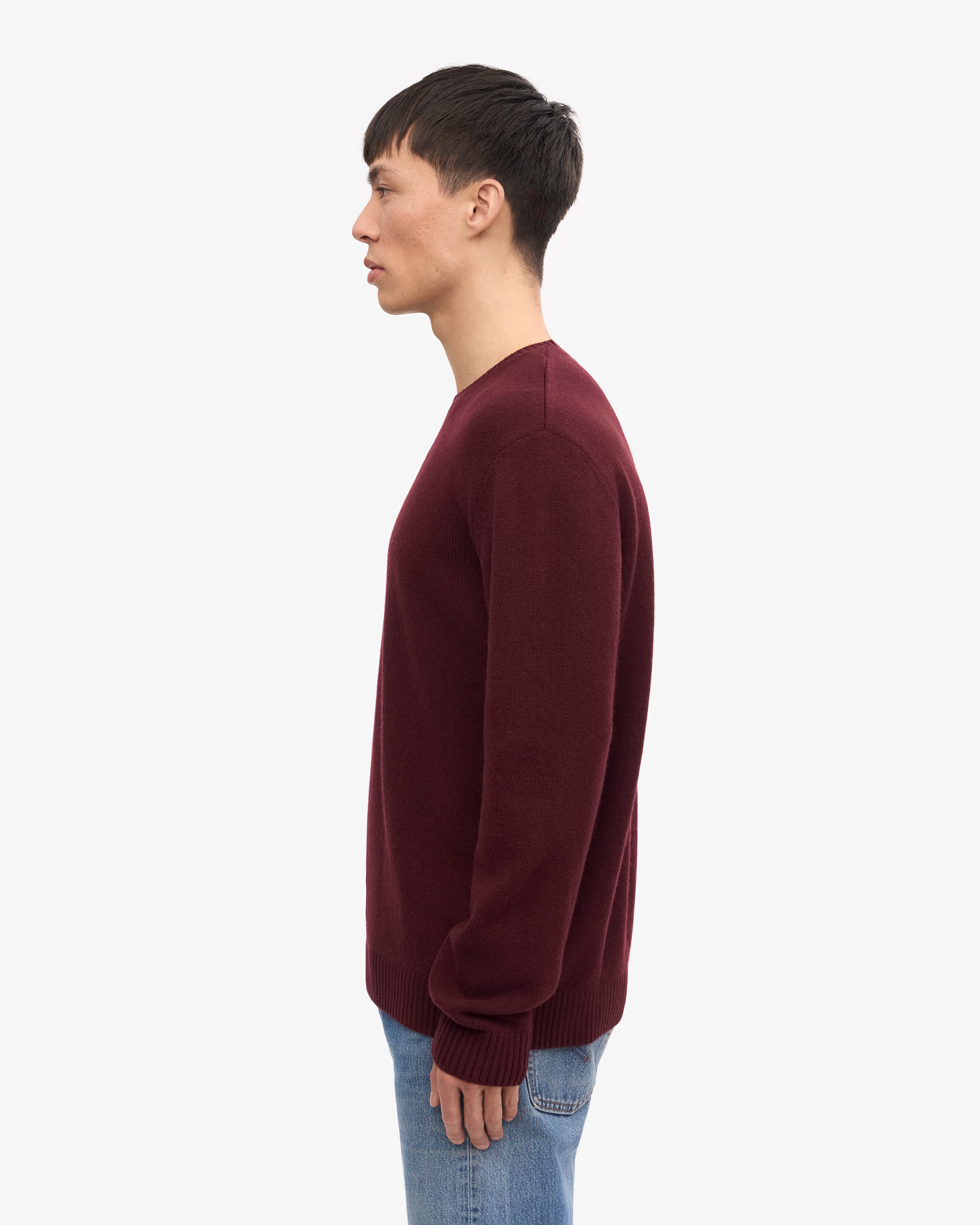 Classic Merino Wool Crew Neck Sweater for Men & Women - Soft Oxblood Red Winter Pullover | Warm & Cozy Casual Wear for Office, Travel & Outdoor Activities