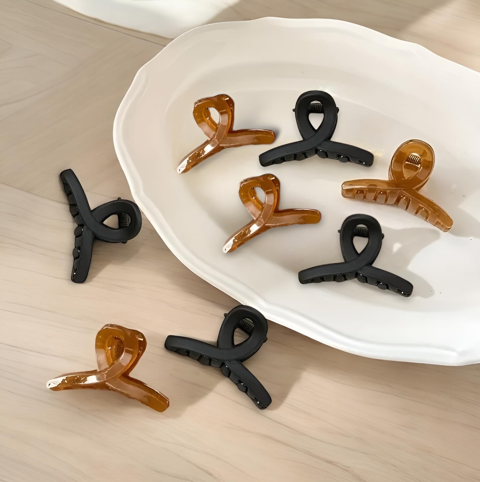 PACTIV 4-Pack Small Hair Claw Clips for Women - Non-Slip Resin Ponytail Holders in Black & Brown - Perfect for Work, Gym, and Everyday Hairstyles