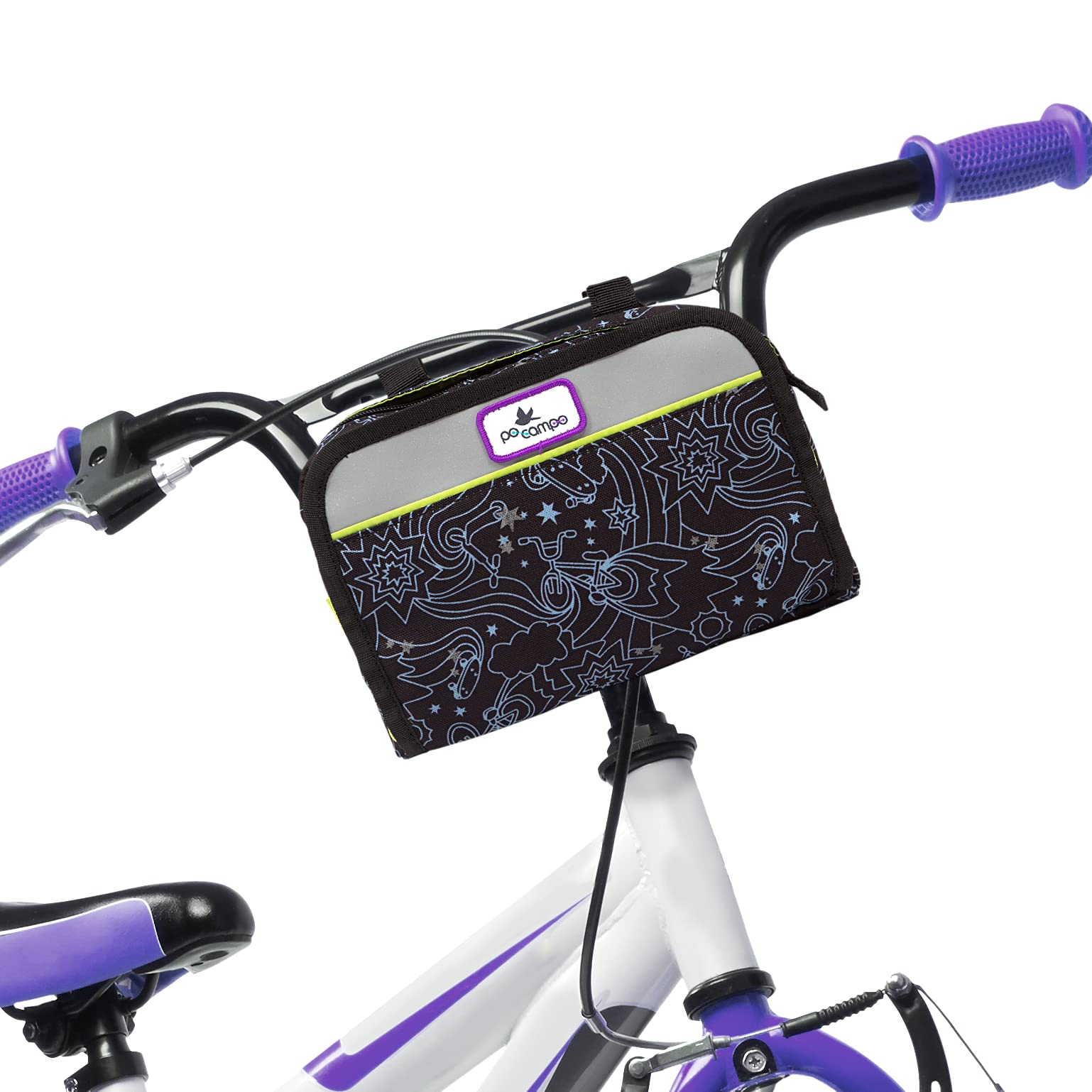 Po Campo Kids Bicycle Bag - Waterproof Front Frame Handlebar Bag for Boys & Girls, Converts to Crossbody Purse | Perfect for School, Commuting & Outdoor Adventures