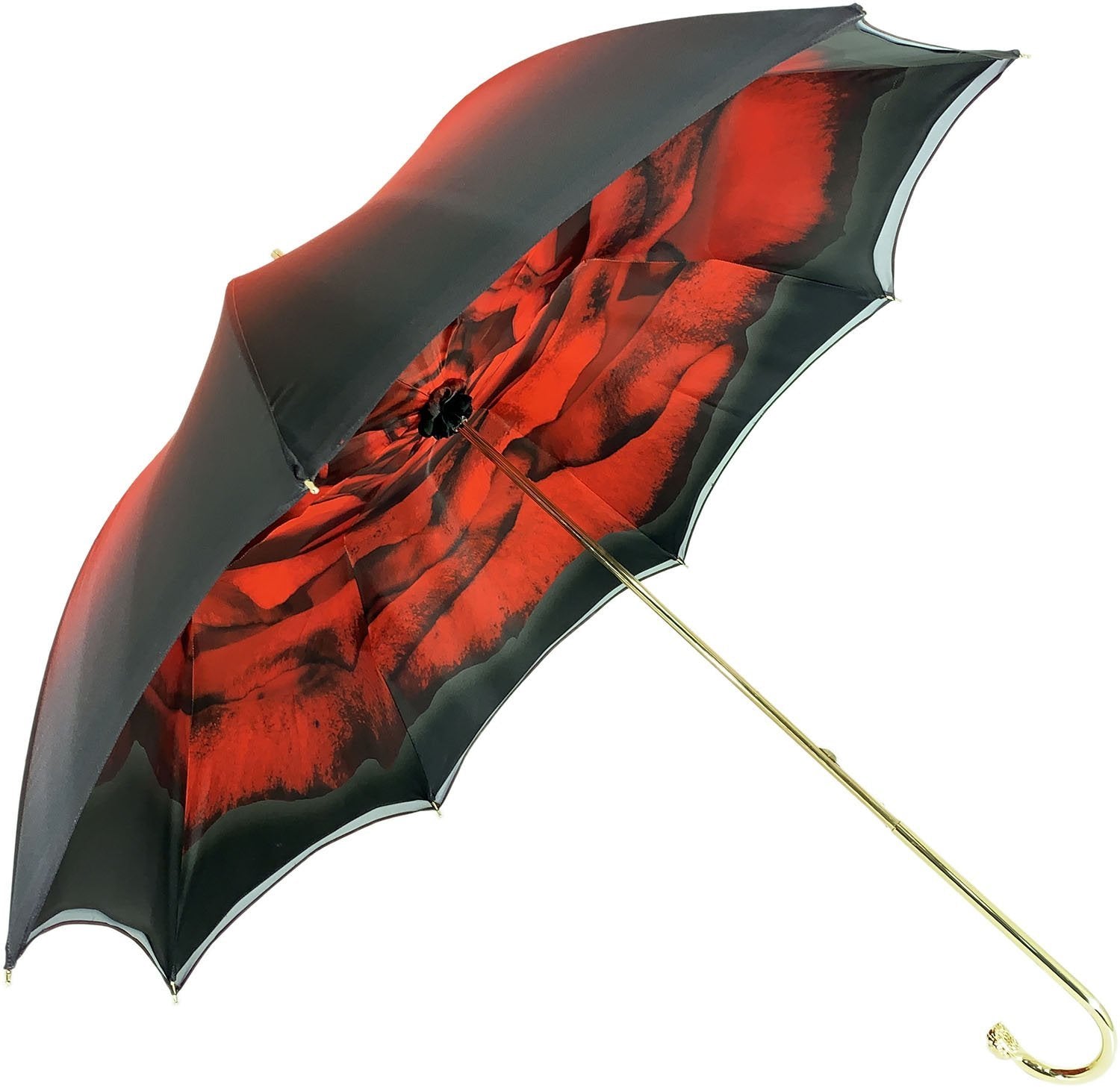 Stylish Red Umbrella with Elegant Rose Pattern - Perfect for Rainy Days, Weddings & Outdoor Events
