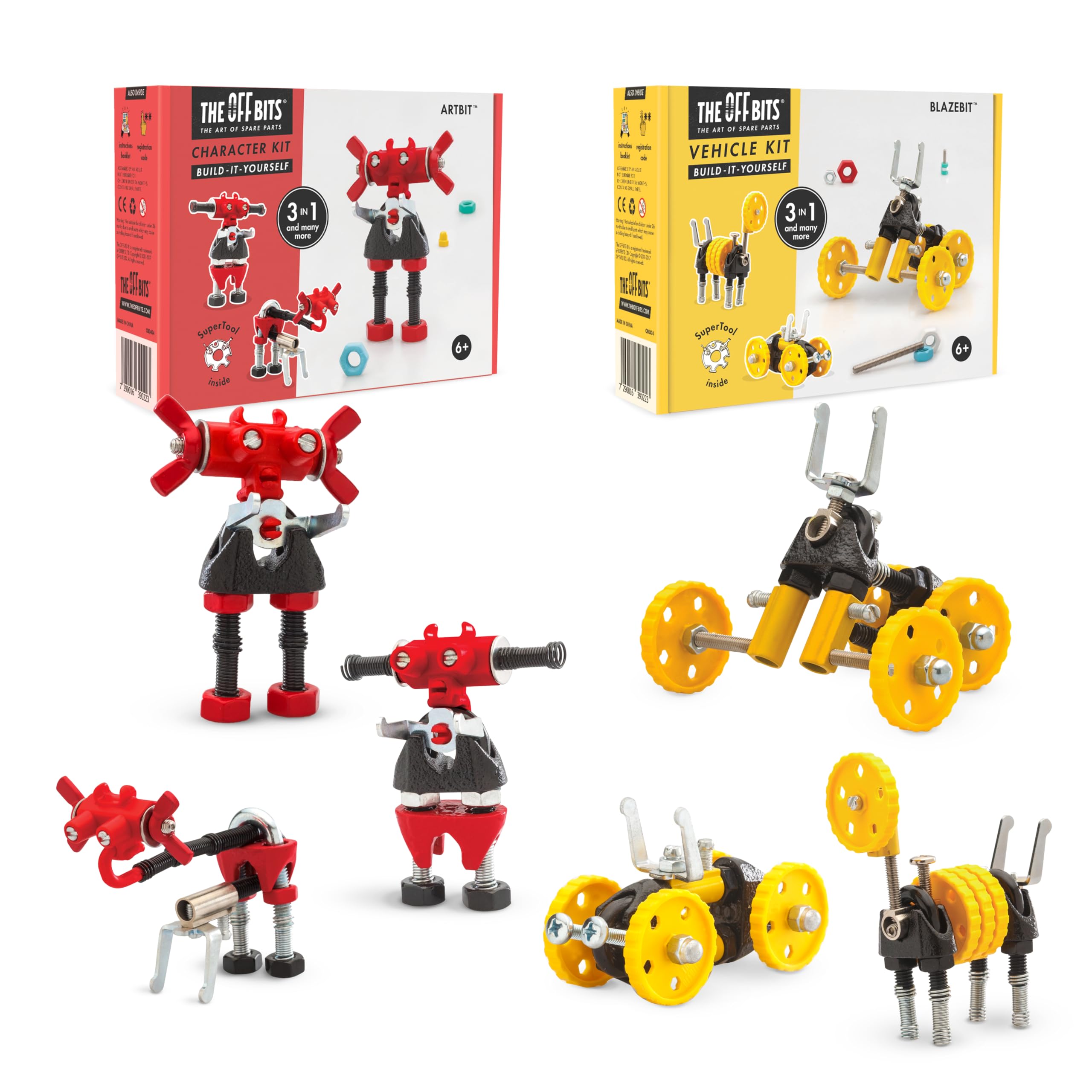 The Off Bits Vehicle+ Robot Collection: STEM Building Toys for Kids Ages 6+ | Creative Engineering Kit for Boys & Girls | Educational Robot Toy for School Projects & Birthday Gifts