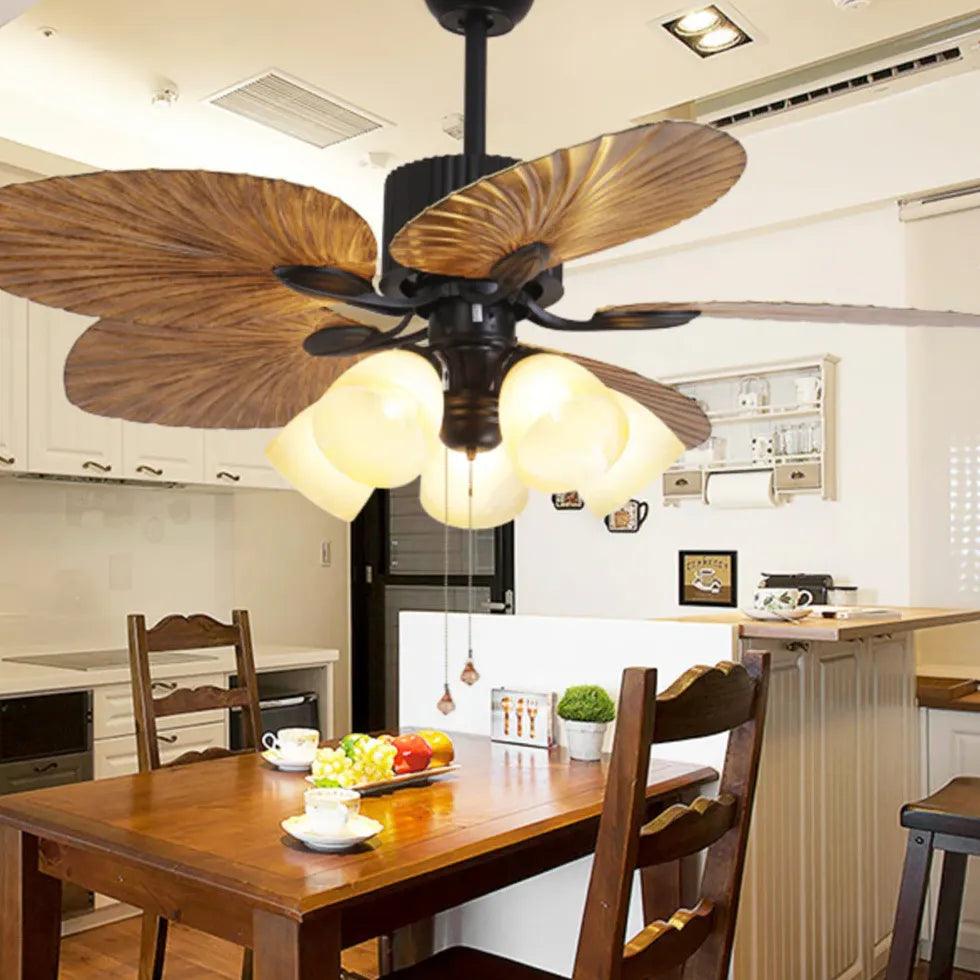 Vintage Ceiling Fan with Pull Chain Light - Classic Design for Living Room, Bedroom & Office - Energy Efficient Cooling & Ambient Lighting