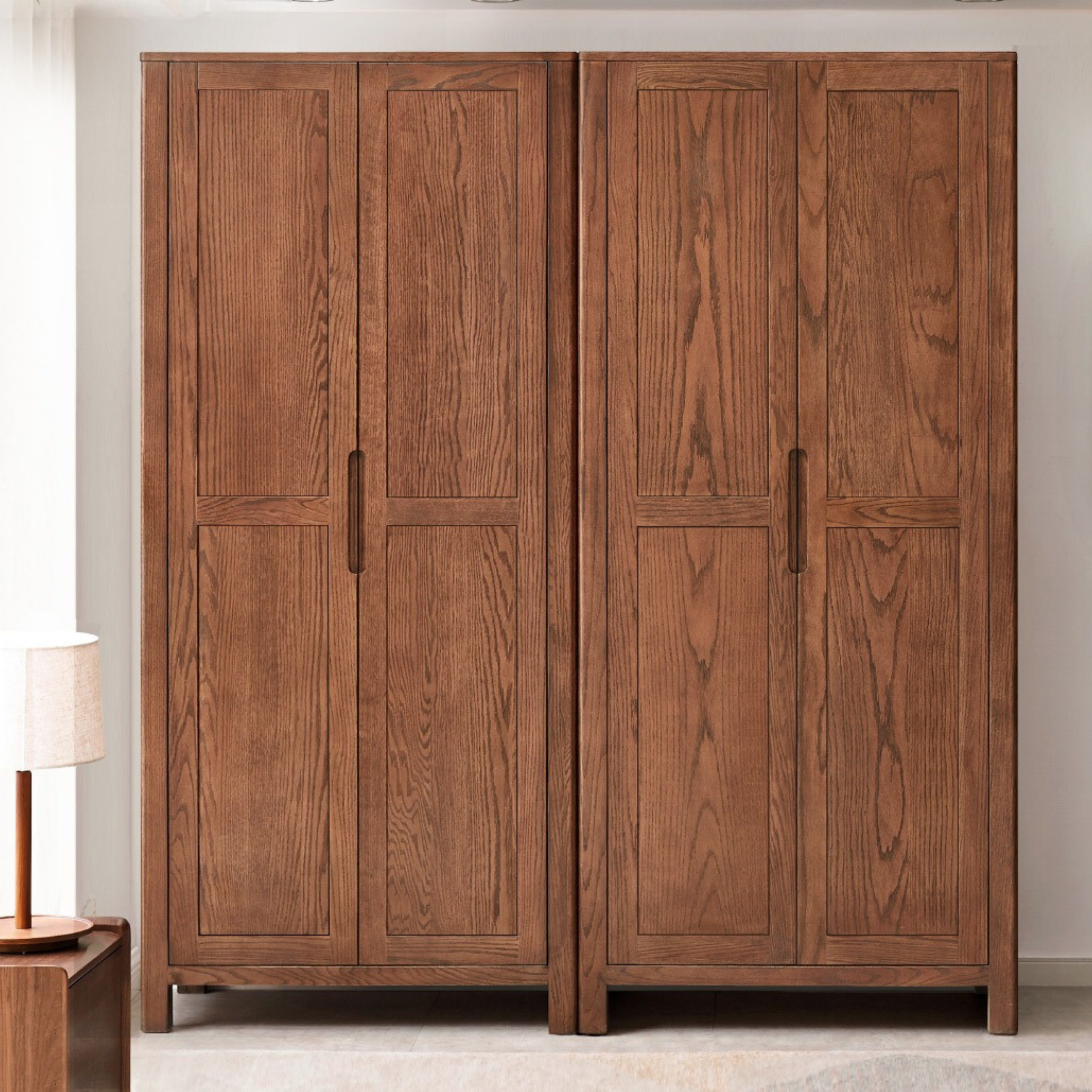 Solid Oak Wood Wardrobe in Walnut Finish - Stylish and Durable Closet Storage for Bedroom, Living Room, or Walk-in Closet