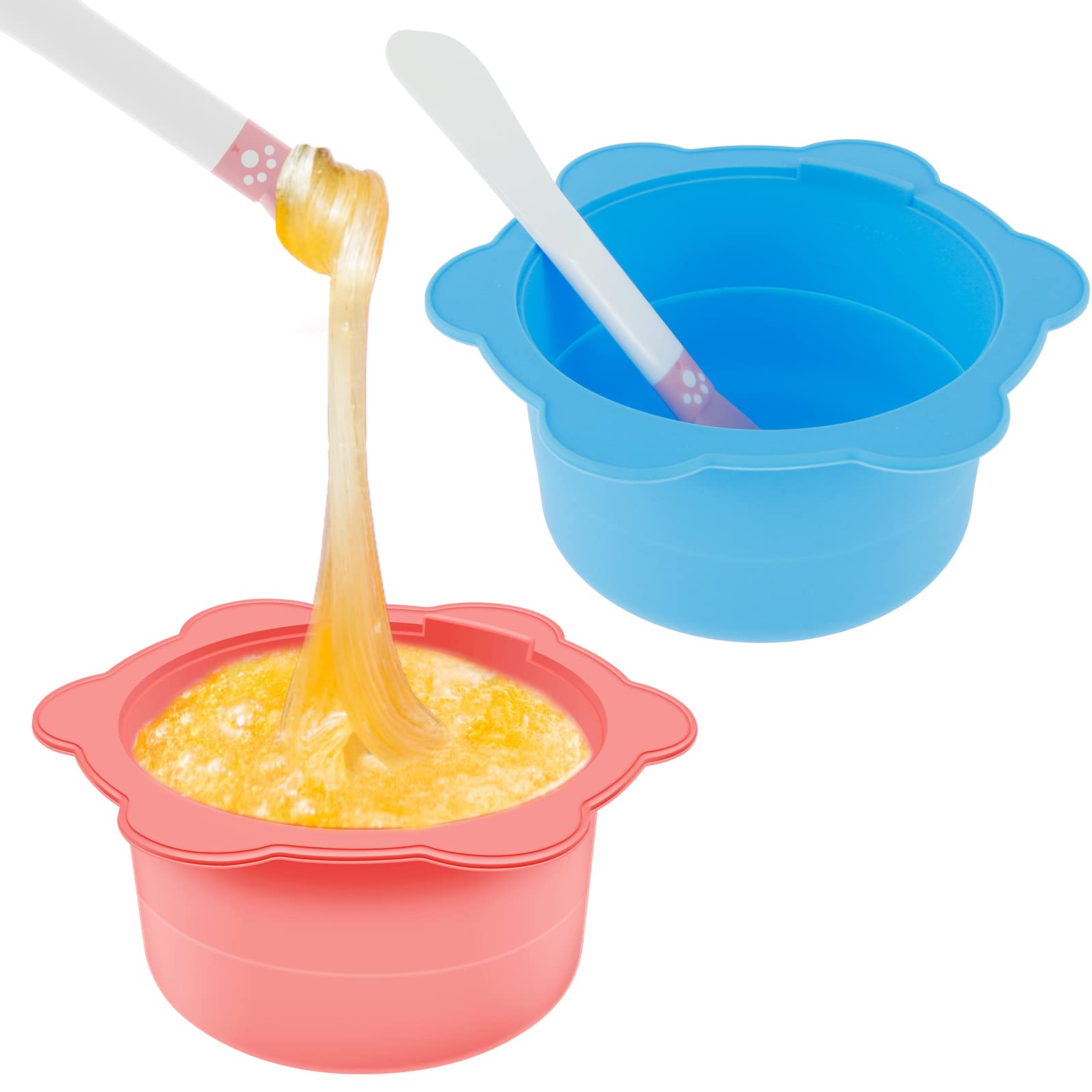2 Pack Reusable Silicone Wax Warmer Liners with Spatulas - Non-Stick Foldable Wax Melting Bowls for Hair Removal, Fits 16oz Wax Warmers - Perfect for Home Salon, DIY Waxing & Beauty Treatments