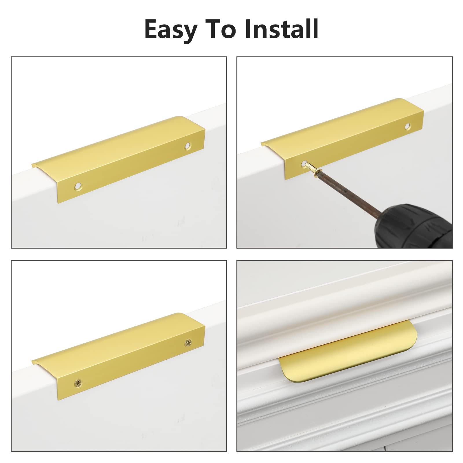 50 Pack 3 Inch Gold Kitchen Cabinet Handles - Matte Gold Edge Pulls for Dresser Drawers & Modern Cabinets - Durable Aluminum Alloy Hardware for Home & Office Use