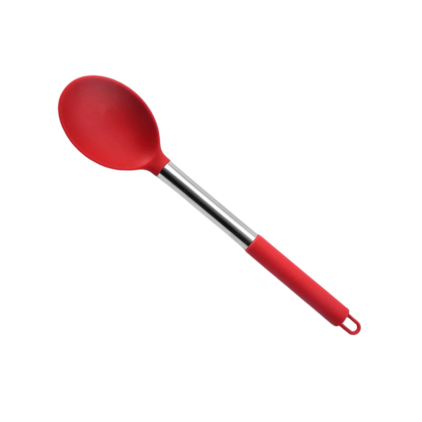 Fenteer Silicone Kitchen Spoon Set - Red Solid Tablespoons for Party & Buffet Serving