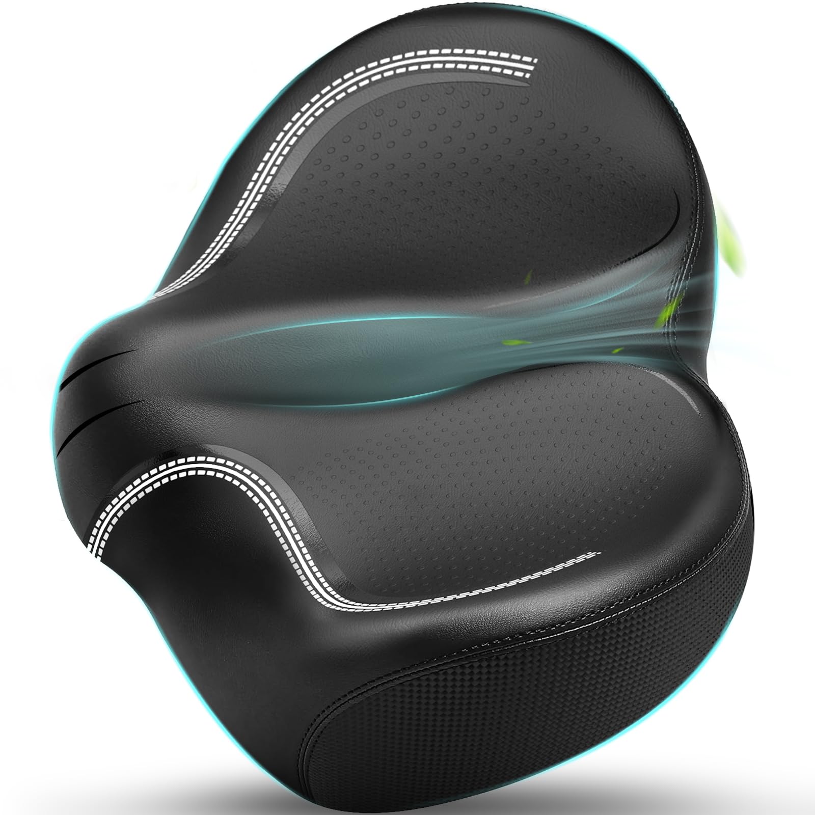 **Extra Wide Comfort Memory Foam Bicycle Seat - Noseless Oversized Bike Saddle Replacement for Electric, Exercise, Cruiser & Road Bikes - Ideal for Men & Women - Perfect for Long Rides, Commuting & Outdoor Cycling**