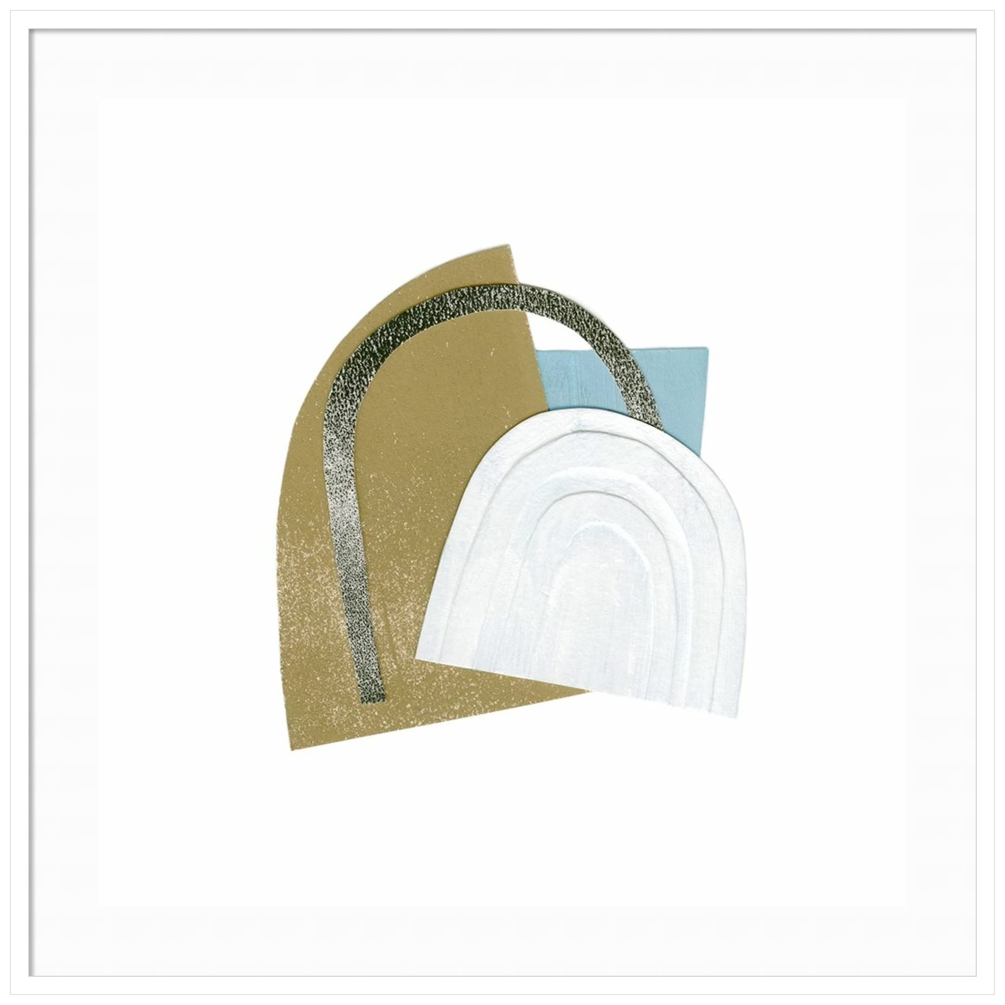 Emma Caroline Wood Framed Wall Art Print - Mod Rainbow Collage II - 41x41 Inches - Svelte White Frame - Modern Abstract Artwork for Living Room, Bedroom & Office Decor