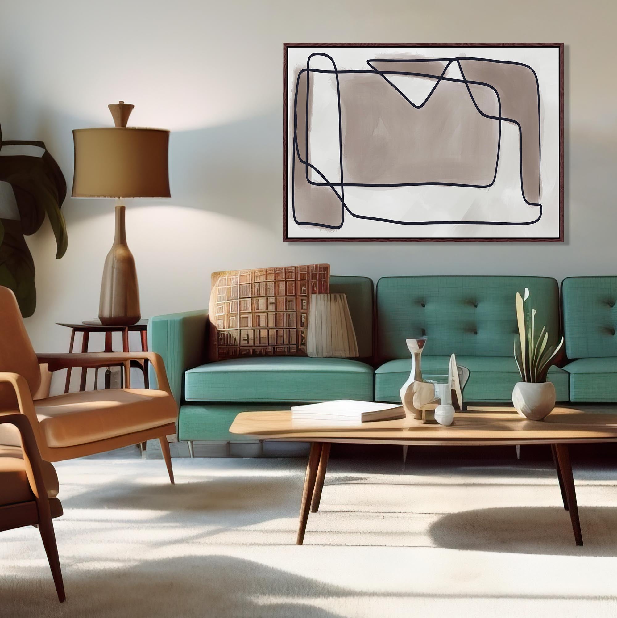 Subjective Neutral Framed Canvas Wall Art - Modern Abstract Painting for Living Room, Bedroom & Office Decor