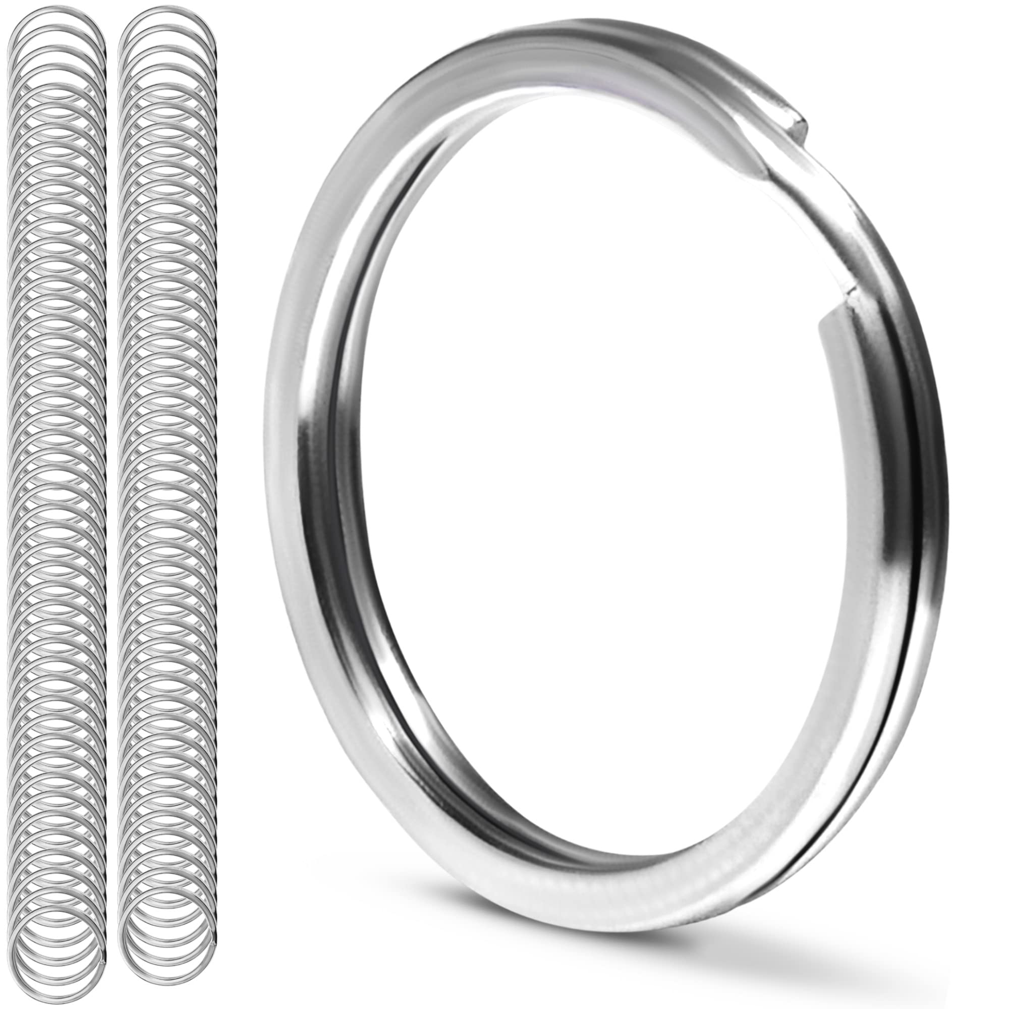 Crest 100-Pack 1 Inch (25mm) SS316L Marine Grade Stainless Steel Split Key Rings - Heavy Duty Keychains for Car Keys, Boat Keys & Outdoor Gear - Rustproof & Durable for Everyday Use