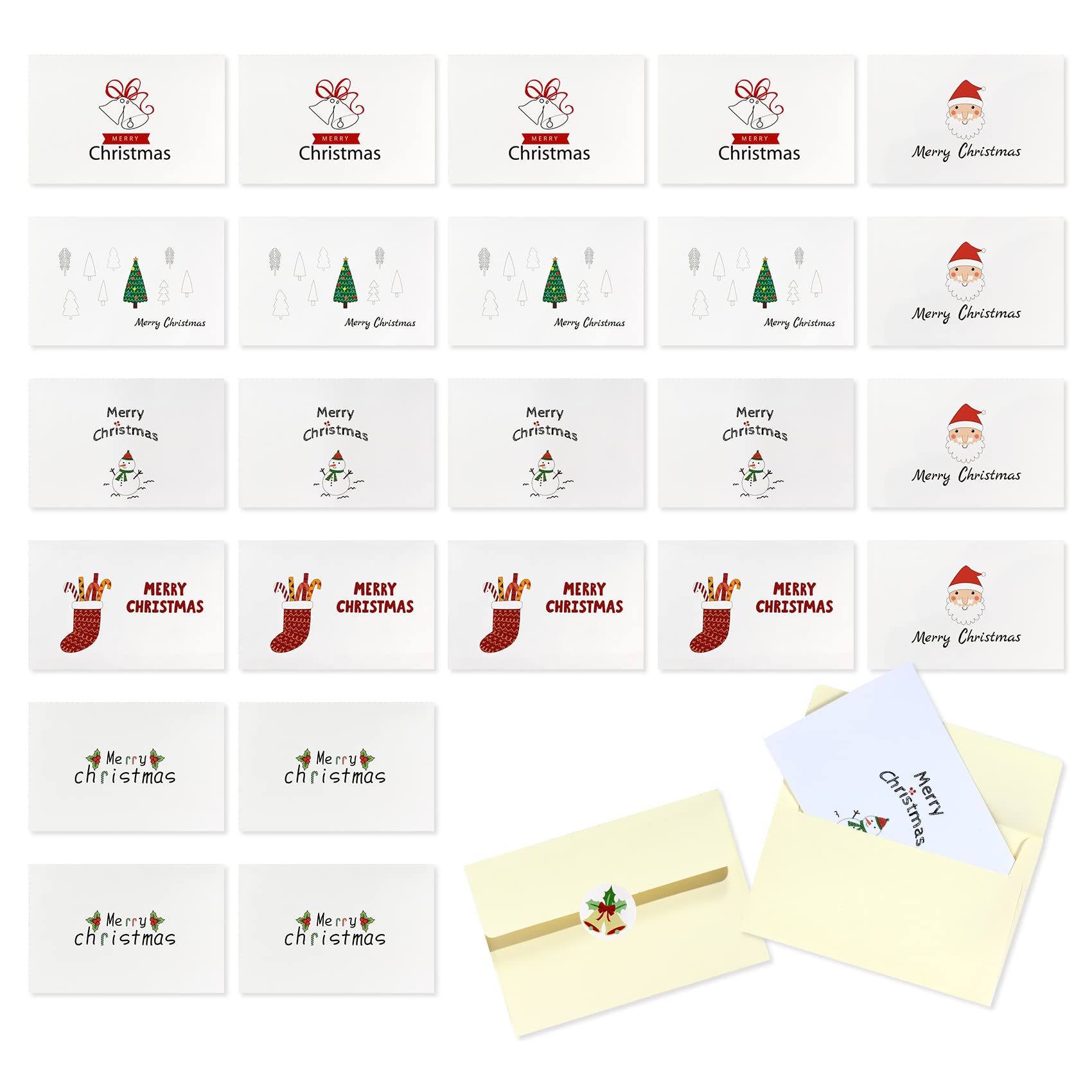 Magic Ants Christmas Cards with Envelopes - 24 Pack Holiday Greeting Cards Bulk Set, 4