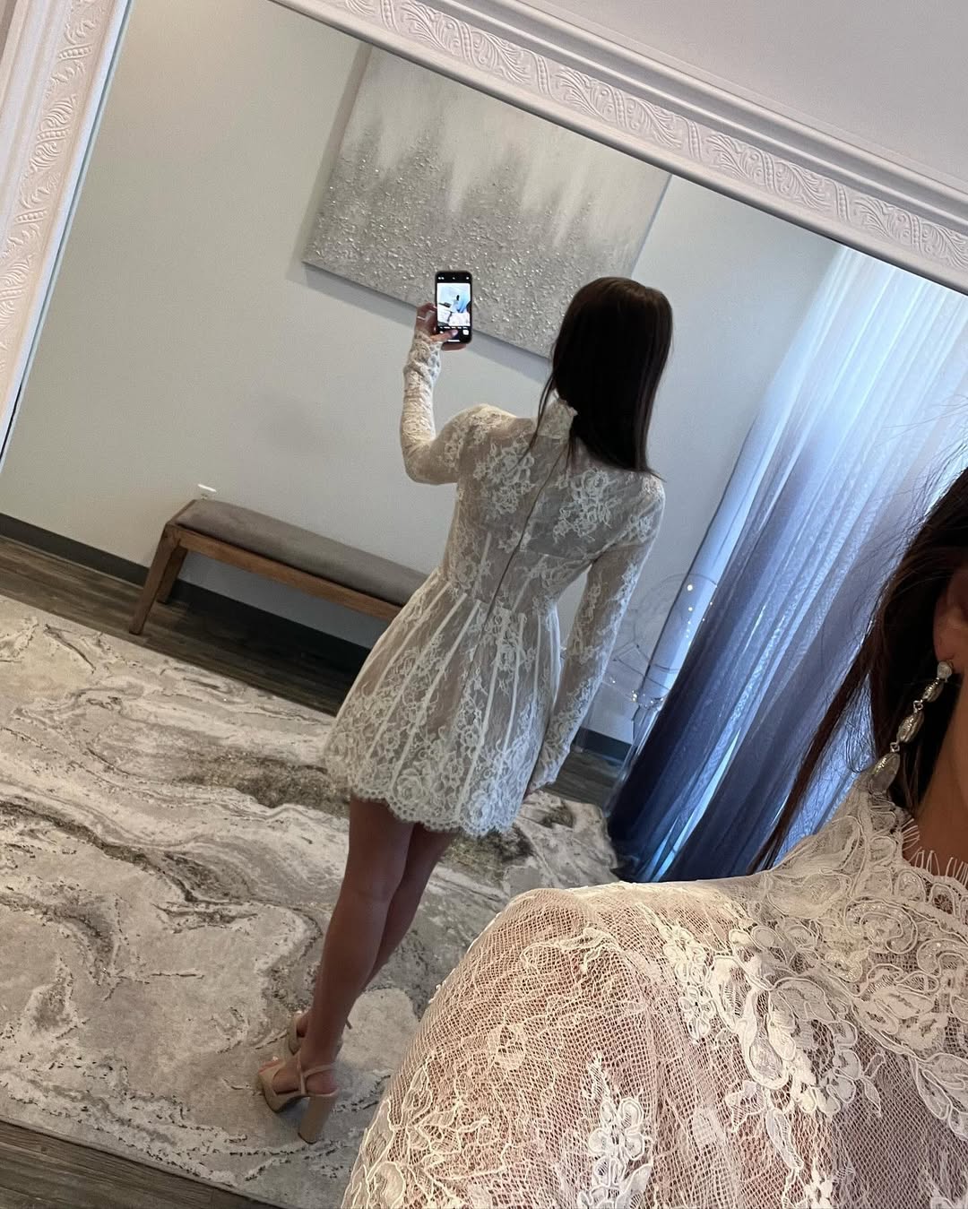Elegant Long Sleeve Lace Wedding Dress - White Short Prom Gown J5540 | Perfect for Bridal Showers, Beach Weddings & Formal Evening Events