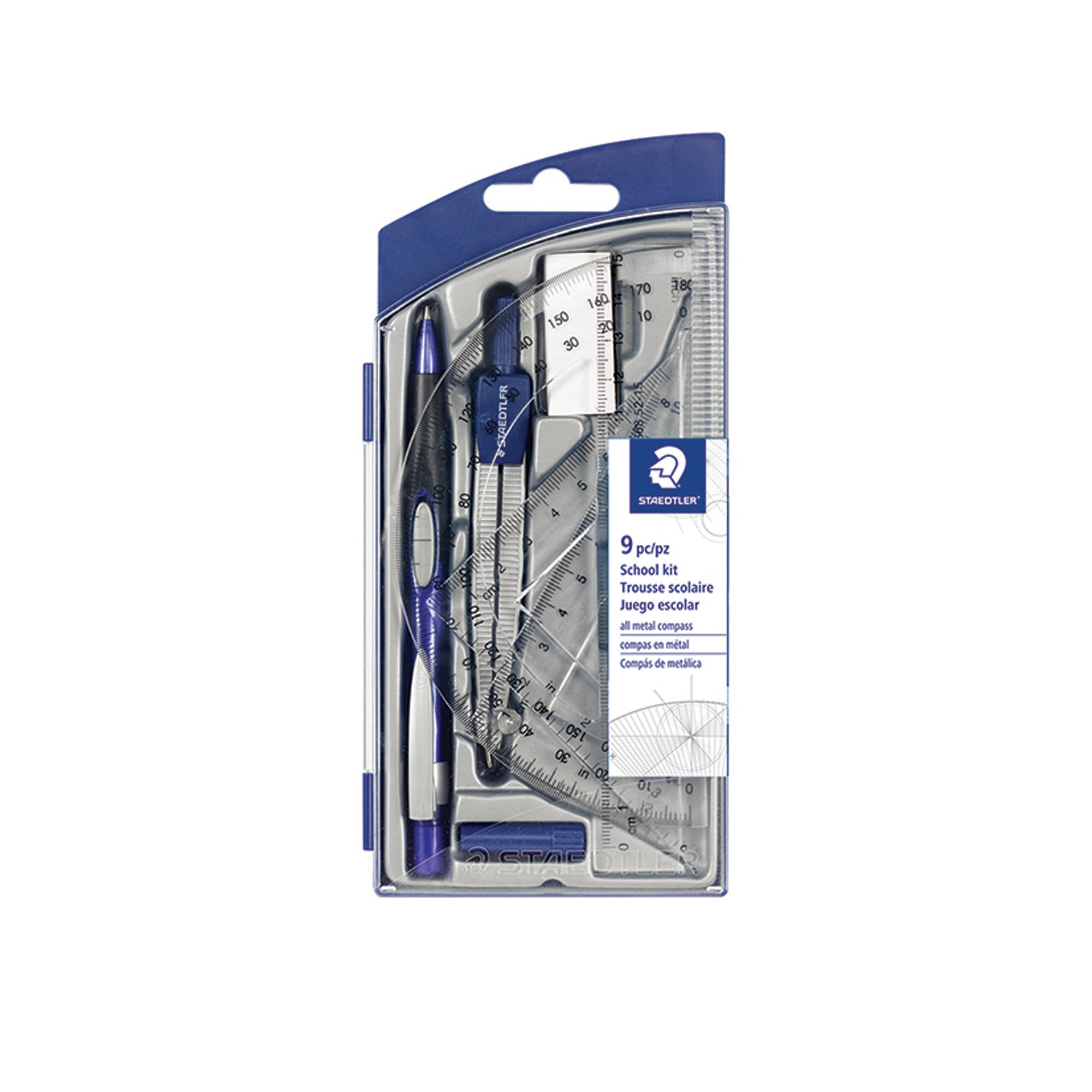 9-Piece Math Set for Students - Geometry Tools Kit with Ruler, Protractor, Compass - Perfect for Classroom, Homework & STEM Learning