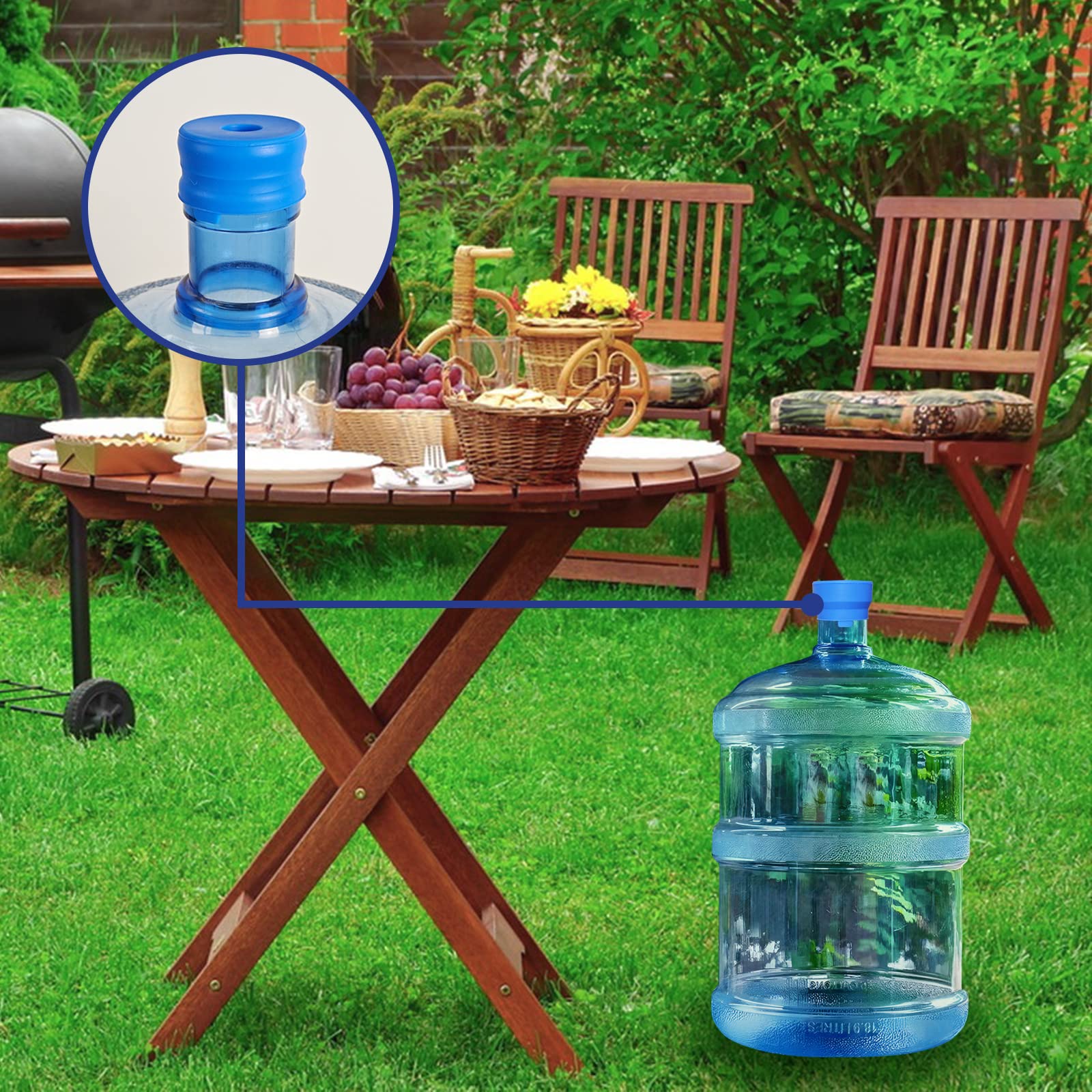 5 Gallon Water Jug Caps - 4 Pack Reusable Silicone Water Jug Lids with Anti-Leak Design | Perfect for Water Coolers, Camping, Emergency Kits & Home Storage