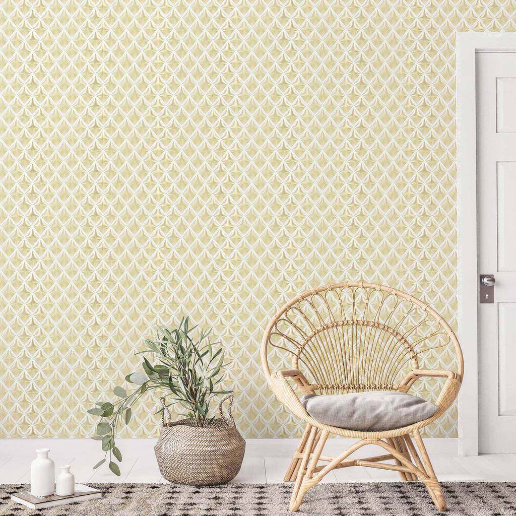 Yellow Sunburst Peel and Stick Removable Wallpaper 9885 - Self-Adhesive Decorative Wall Covering for Bedroom, Living Room, Nursery & Office Decor