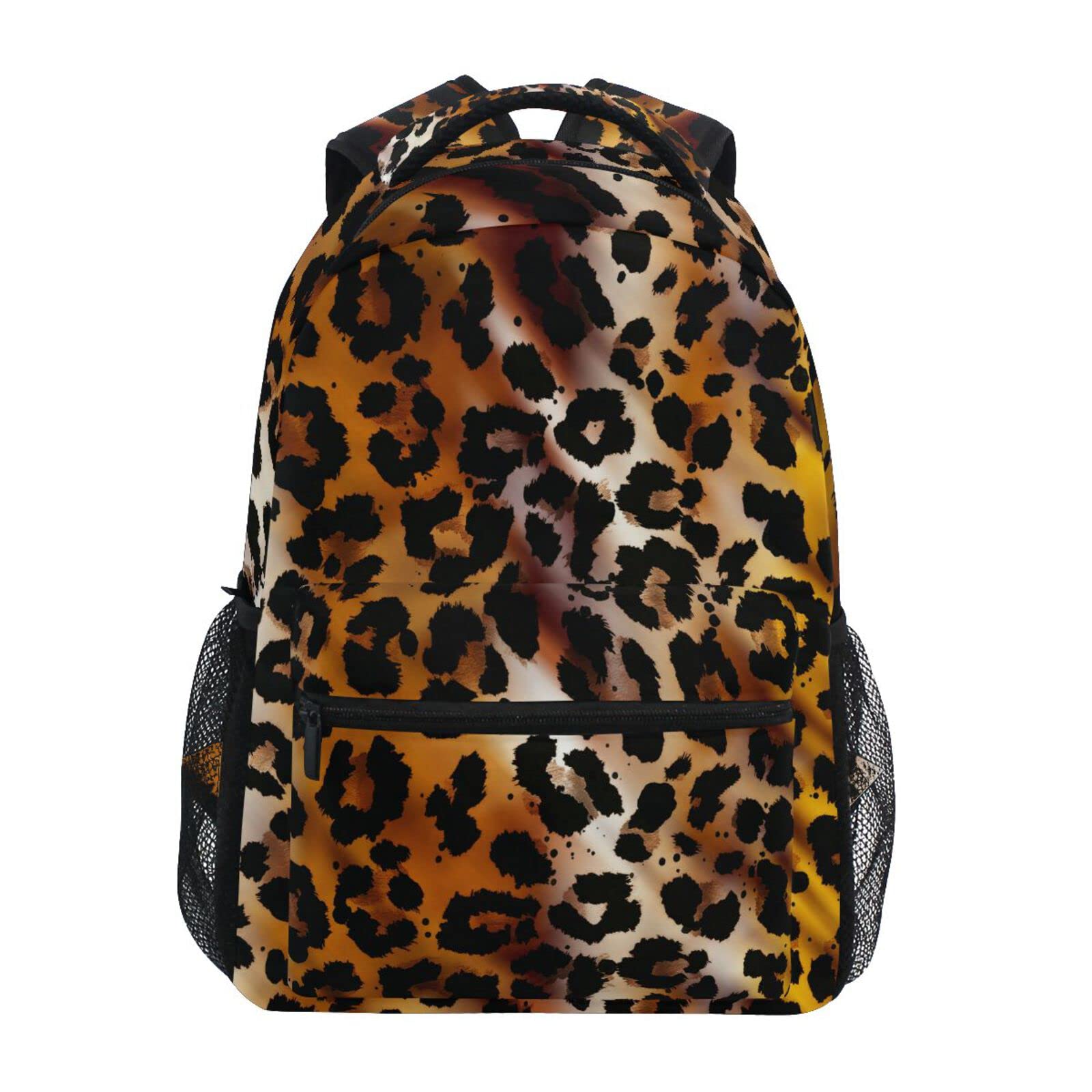 ALAZA Brown Leopard Print Animal Backpack Purse - Multi-Pocket Travel Laptop Bag with Name Card Slot (16.9 Inch) - Perfect for School, Work & Travel Accessories