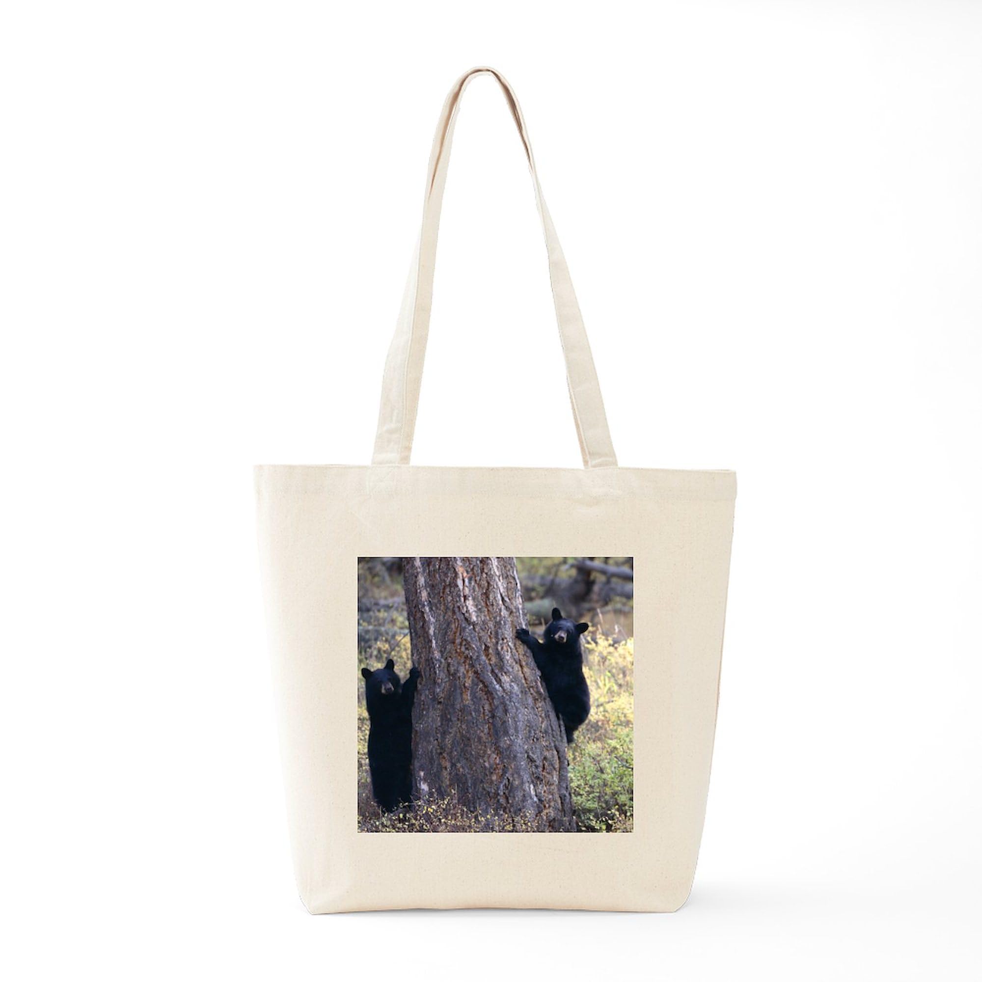 Black Bear Cubs Tote Bag - Natural Canvas Reusable Shopping Bag for Groceries, Beach & Everyday Use | Eco-Friendly Cotton Carryall