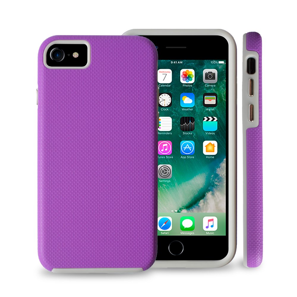 iPhone 7 Plus Purple TCD Phoenix Slim Textured Grip Case - Dual Layer Hard/Soft TPU Protective Cover with Screen Protector & Stylus - Perfect for Everyday Use and Travel