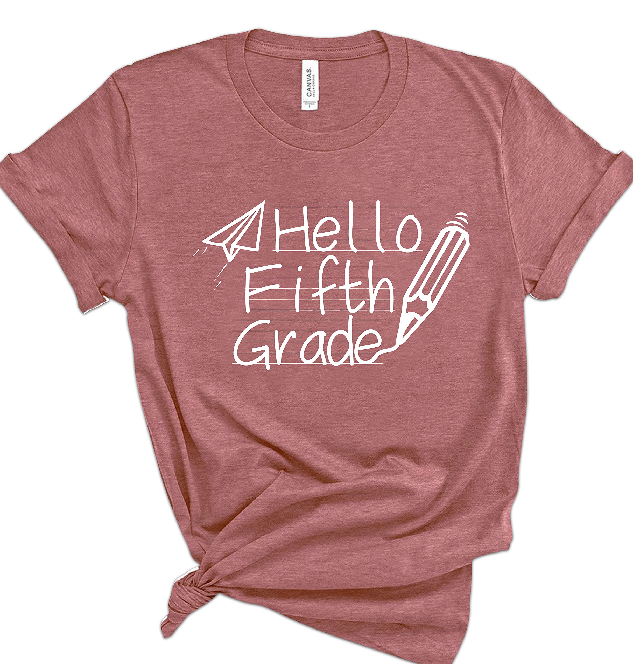 Personalized Hello Fifth Grade T-Shirts for Teachers - Custom Back to School Shirts for Women & Men - First Day of 5th Grade Graphic Tees - Casual Teacher Outfits - Perfect for Classroom, School Events & Teacher Appreciation Gifts