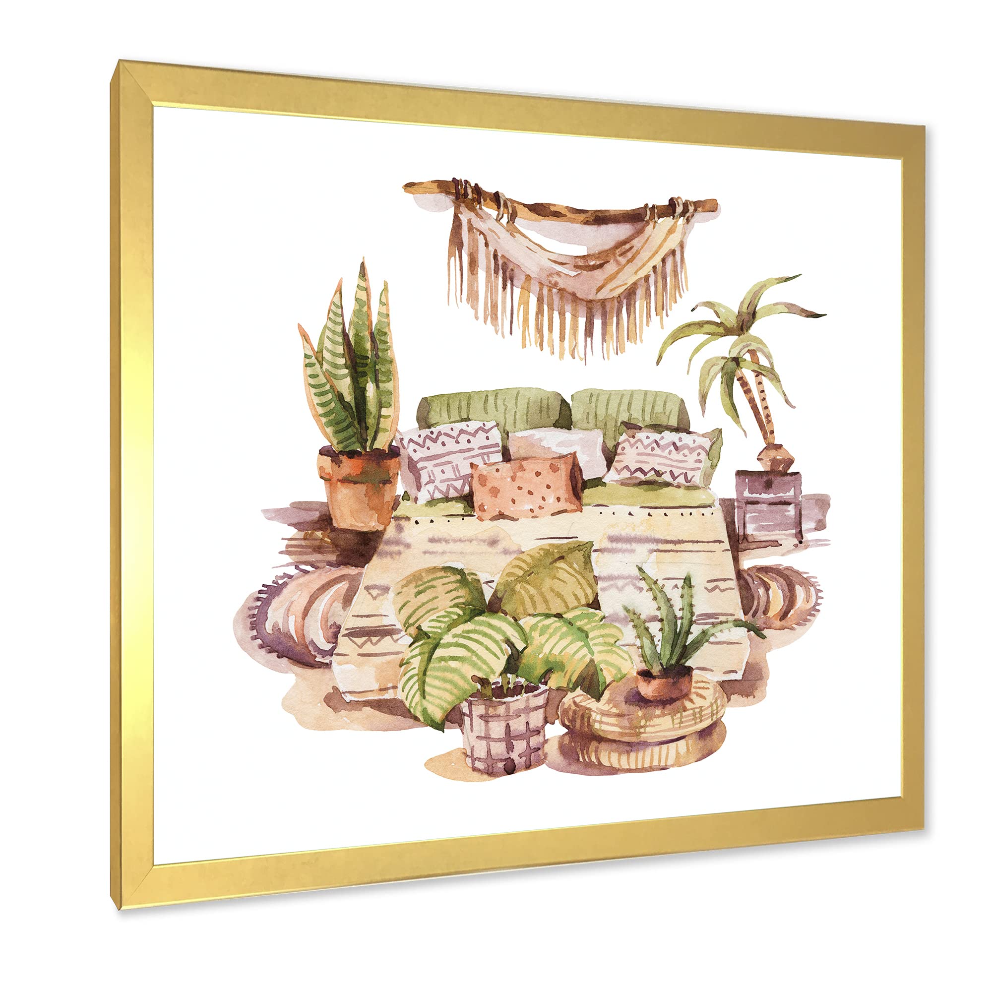 DesignQ Indoor House Plants Urban Jungle IV Traditional Framed Wall Art - Botanical Home Decor for Living Room, Bedroom & Office
