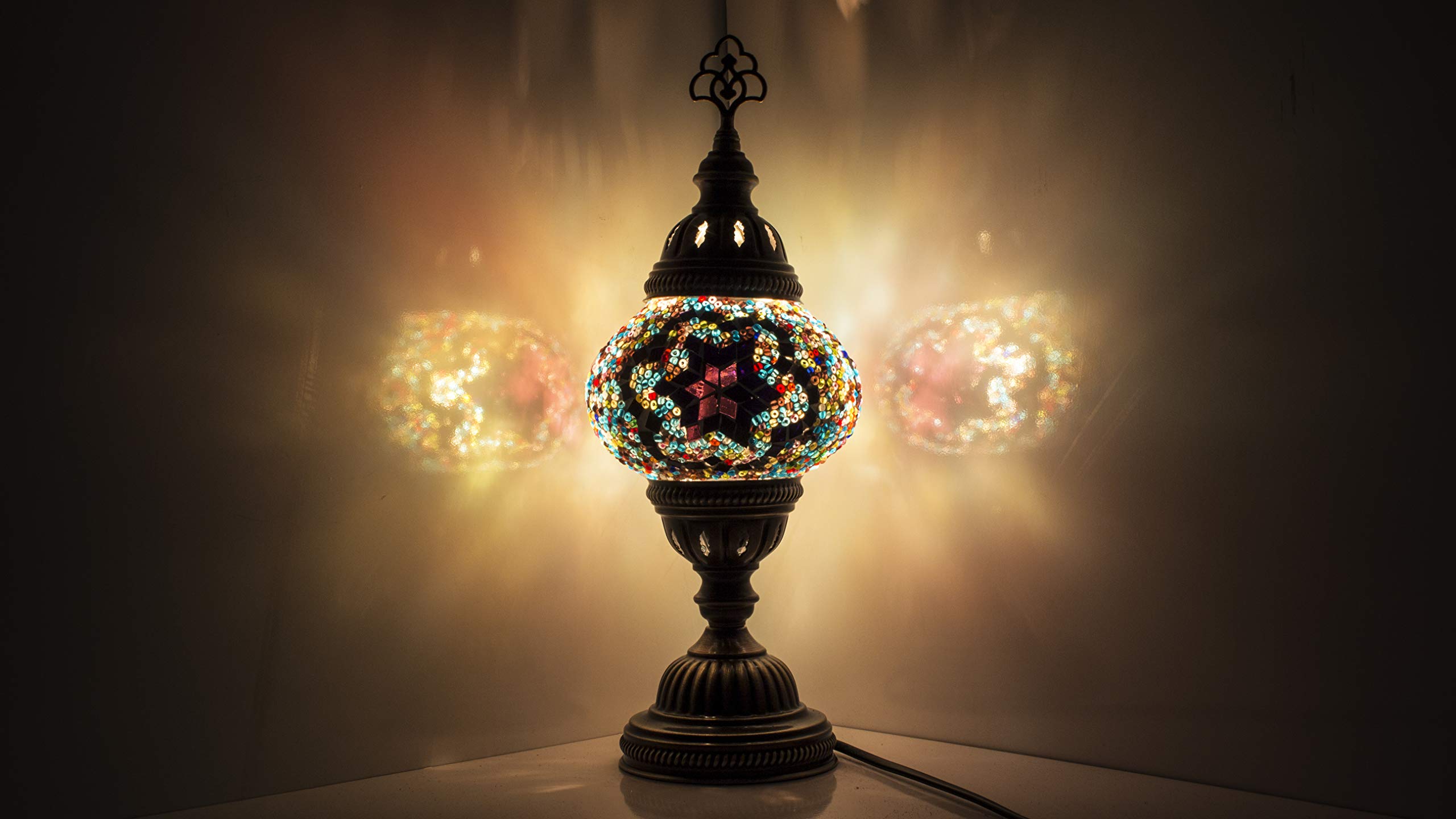 Handmade Turkish Moroccan Mosaic Tiffany Style Glass Table Lamp - Vintage Stained Glass Desk Lamp for Home Decor, Living Room, Bedroom, Office
