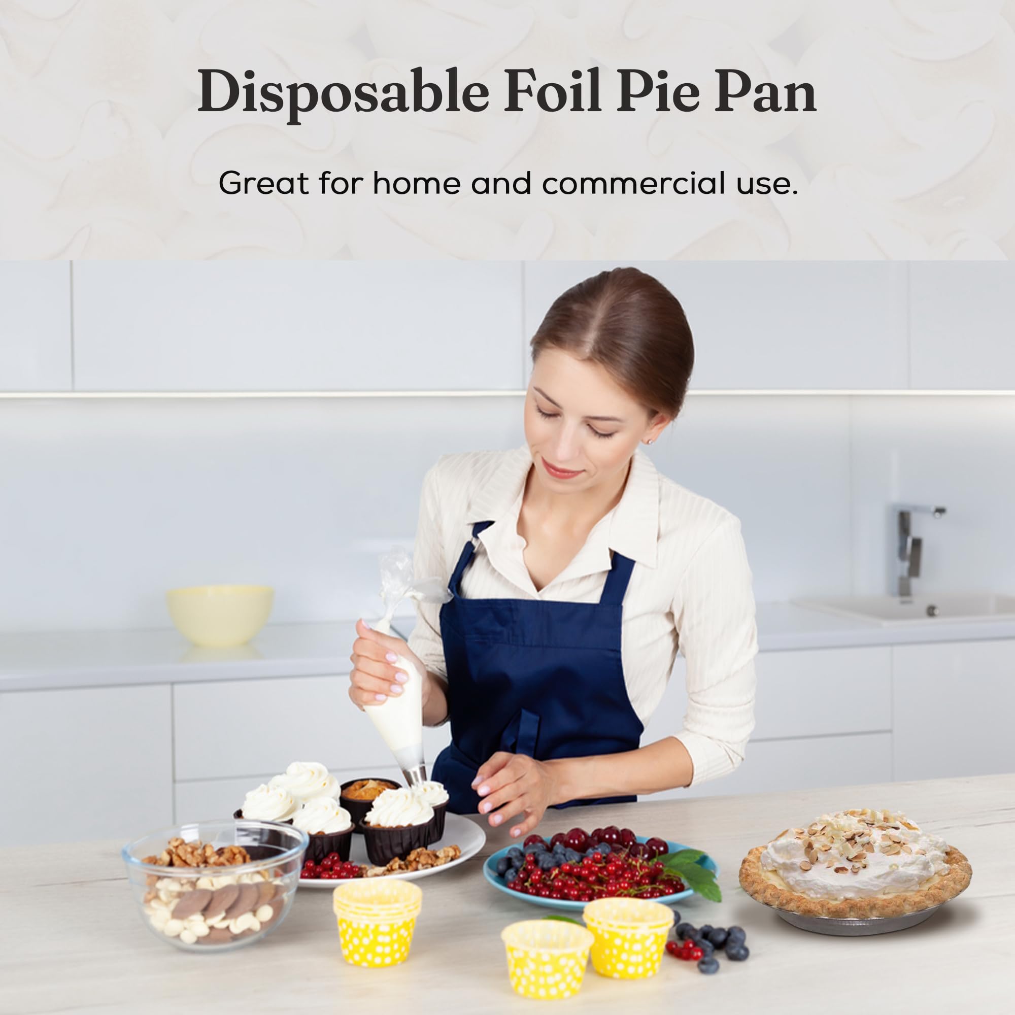 KitchenDance 9-Inch Disposable Aluminum Pie Pans - Heavy Duty Round Foil Baking Pans for Pies, Quiches & Desserts - Pack of 500 (Reusable for Baking, Cooking & Meal Prep) - Perfect for Home Bakers, Catering & Holiday Cooking