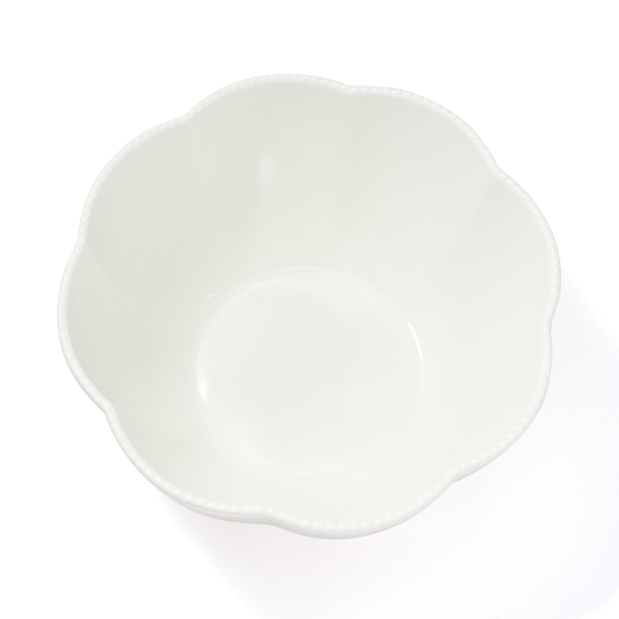 Blanche Bowl L Flower White - Elegant Ceramic Serving Bowl for Dining, Entertaining & Home Decor - Perfect for Salads, Pasta, Fruit & Centerpieces