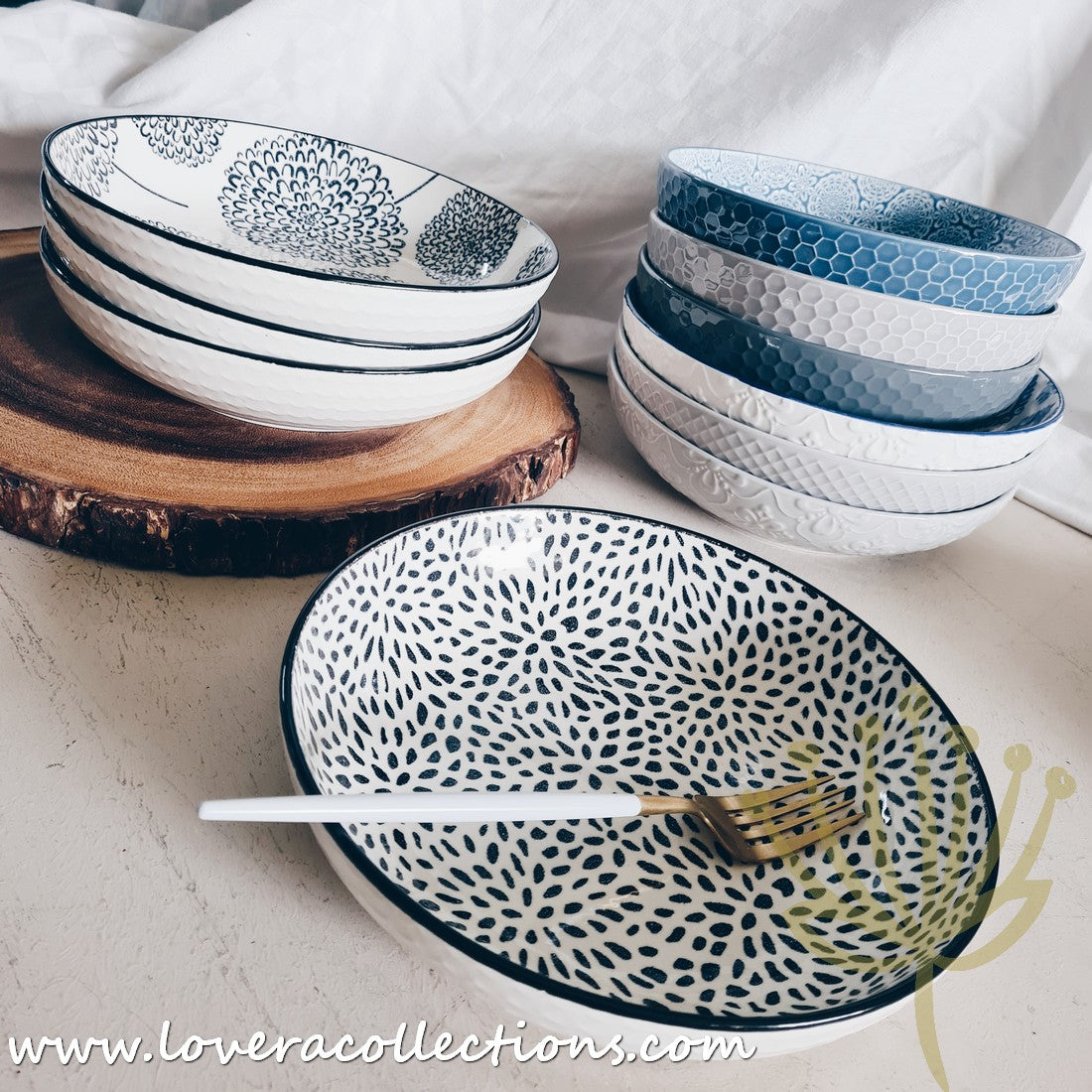 White Waves Assorted Prints Pasta Dish Set - 50% Off + Buy 1 Get 1 Free - Perfect for Dinner Parties & Italian-Themed Decor