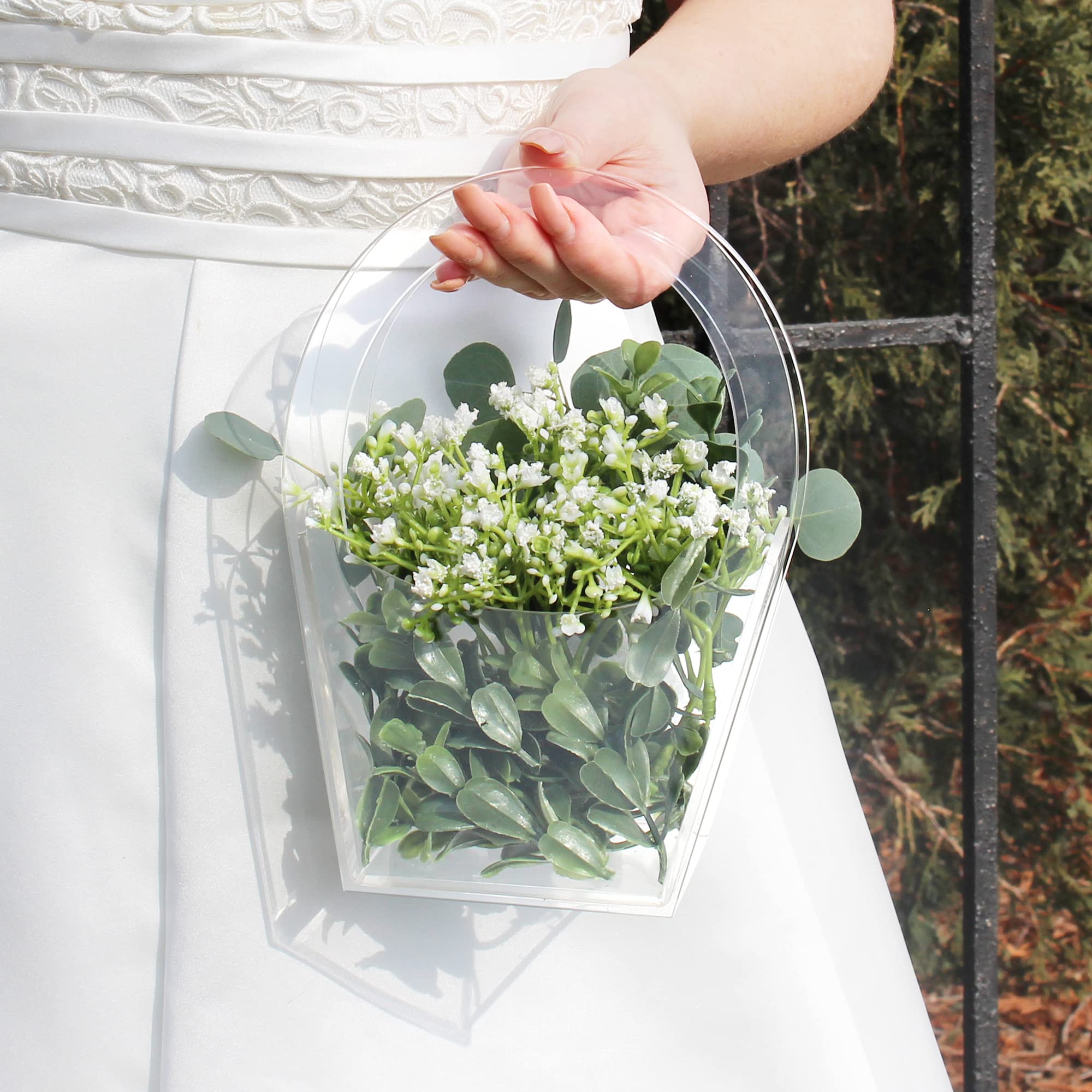 Lillian Rose Clear Modern Flower Girl Basket - Elegant Wedding Accessory for Flower Girls, Bridal Party, and Special Occasions