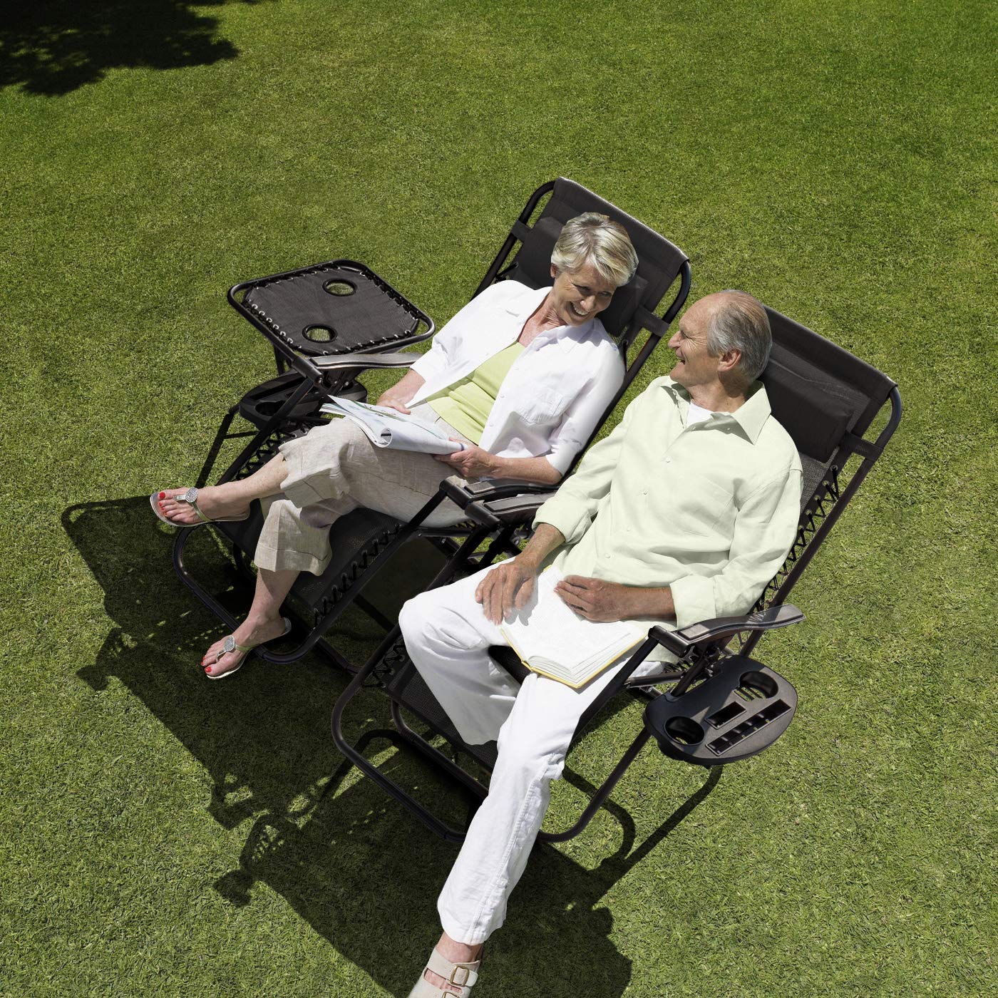 Homall 3-Piece Zero Gravity Lounge Chair Set with Side Table - Patio Folding Recliner, Outdoor Chaise Lounge Chairs for Backyard, Poolside & Camping (Black)